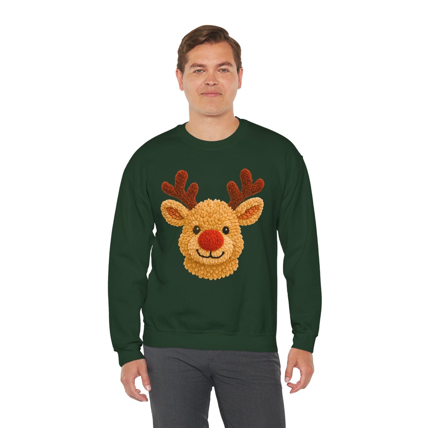 Reindeer Christmas Sweatshirt Unisex Fleece Crew | GiftsMojo