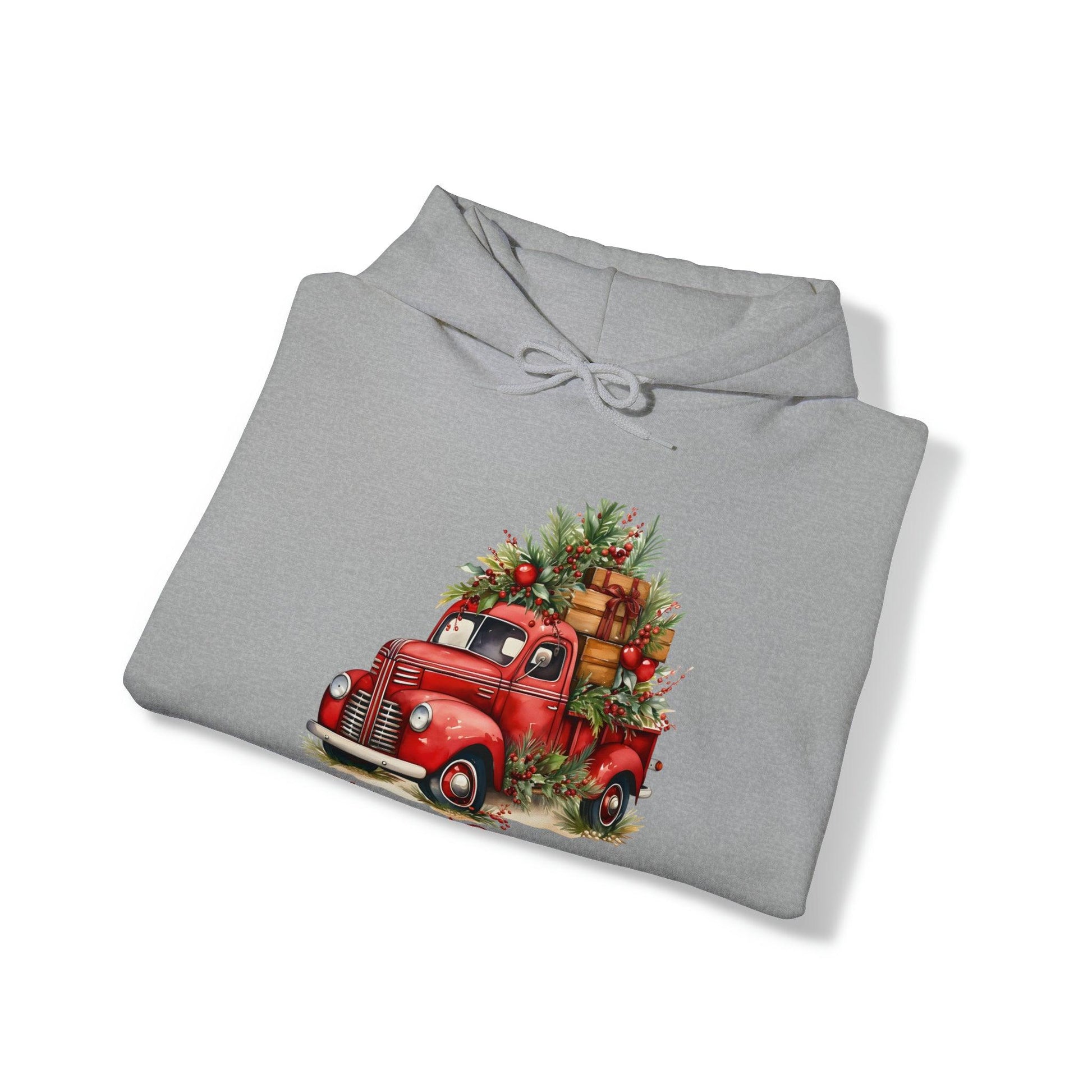 Christmas Tree Truck Hooded Sweatshirt Christmas Truck Sweatshirt Christmas Sweater Truck Pullover Christmas Tree Sweat Pine Tree Pullover - Giftsmojo