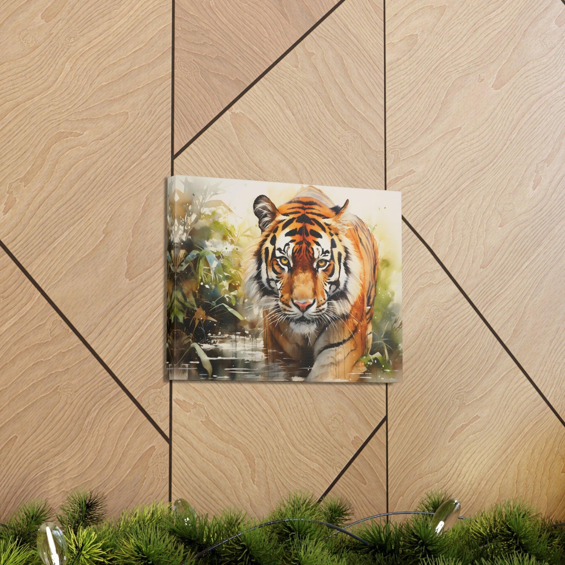 Watercolor Tiger In Nature Art Canvas Gallery Wraps Tiger Print Large Canvas Art Animal Wall Art minimalist Wall Art Lover Gift - Giftsmojo