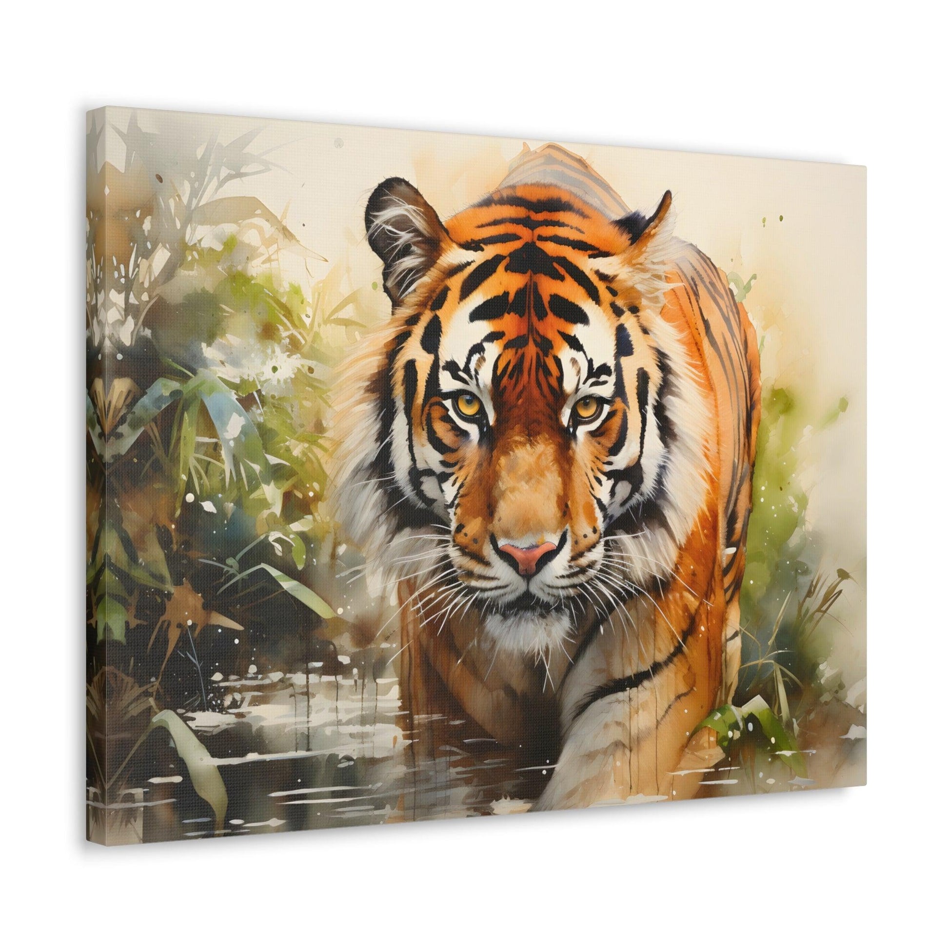 Watercolor Tiger In Nature Art Canvas Gallery Wraps Tiger Print Large Canvas Art Animal Wall Art minimalist Wall Art Lover Gift - Giftsmojo