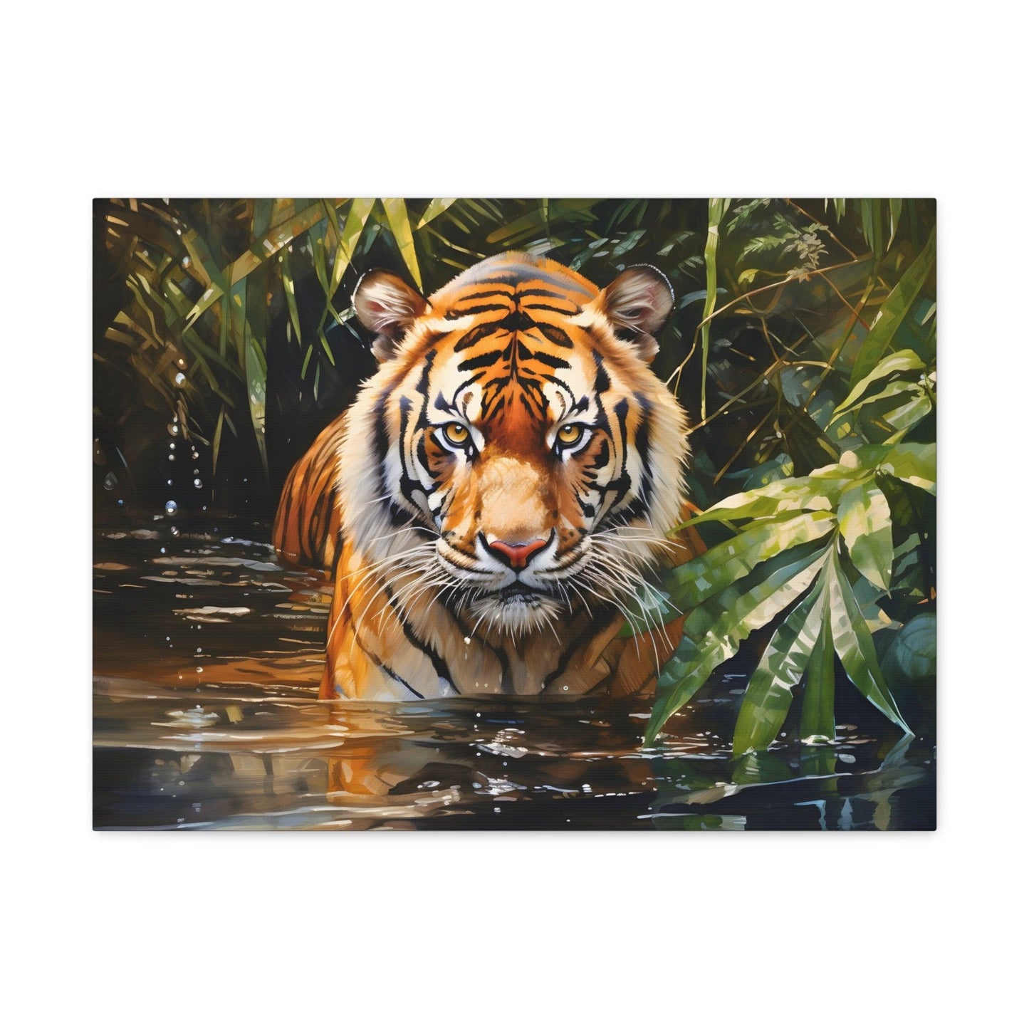 Watercolor Tiger In Nature Art Canvas Gallery Wraps Tiger Print Large Canvas Art Animal Wall Art minimalist Wall Art Lover Gift - Giftsmojo