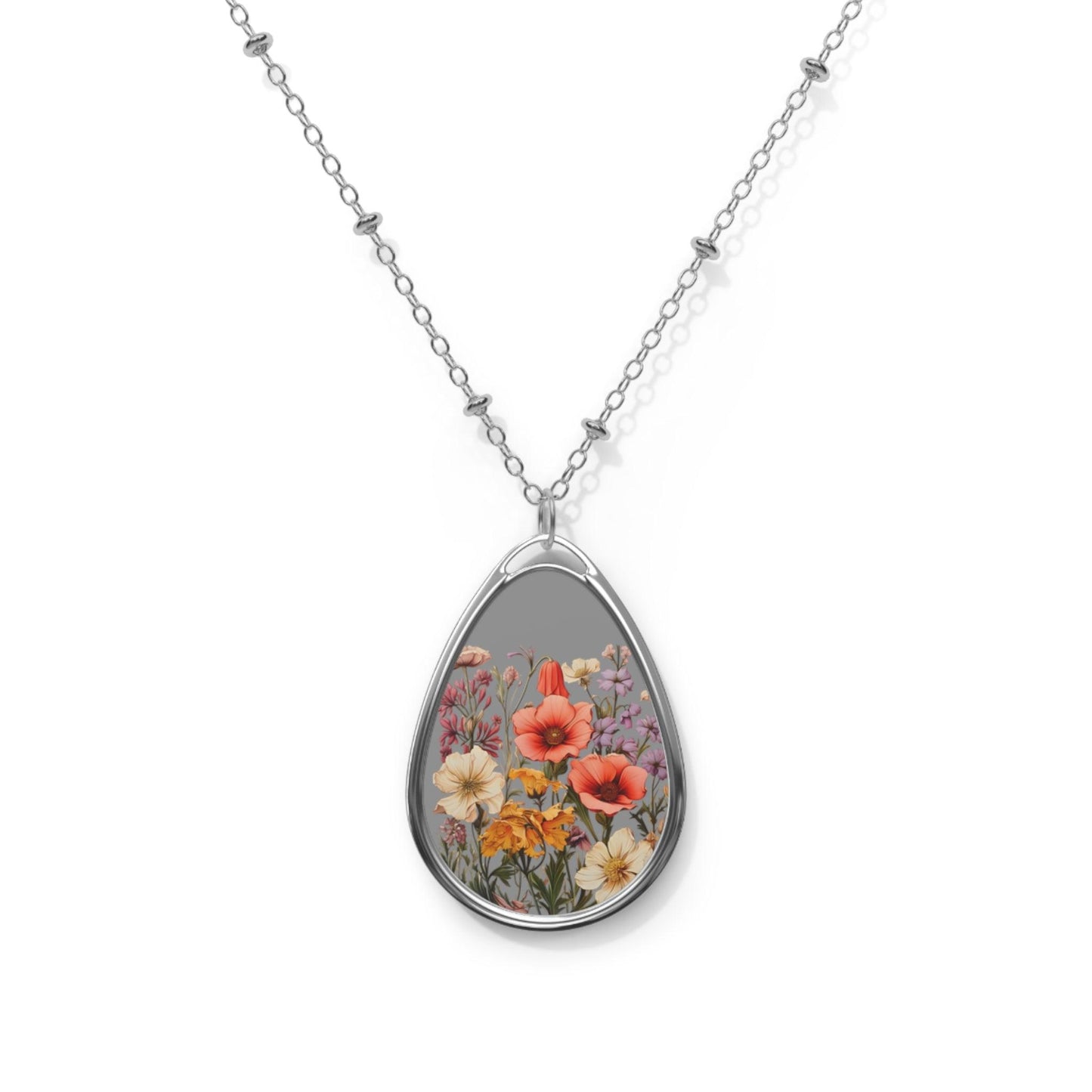 Flower Jewelry Nature Flower Oval Necklace Flower Necklace - Unique Gift For Her Birthday Christmas Flower Necklace Flower Jewelry Nature Jewelry Floral Jewelry - Giftsmojo