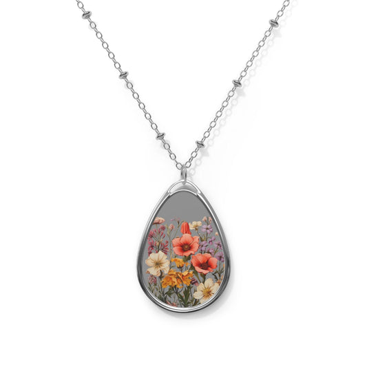Flower Jewelry Nature Flower Oval Necklace Flower Necklace - Unique Gift For Her Birthday Christmas Flower Necklace Flower Jewelry Nature Jewelry Floral Jewelry - Giftsmojo