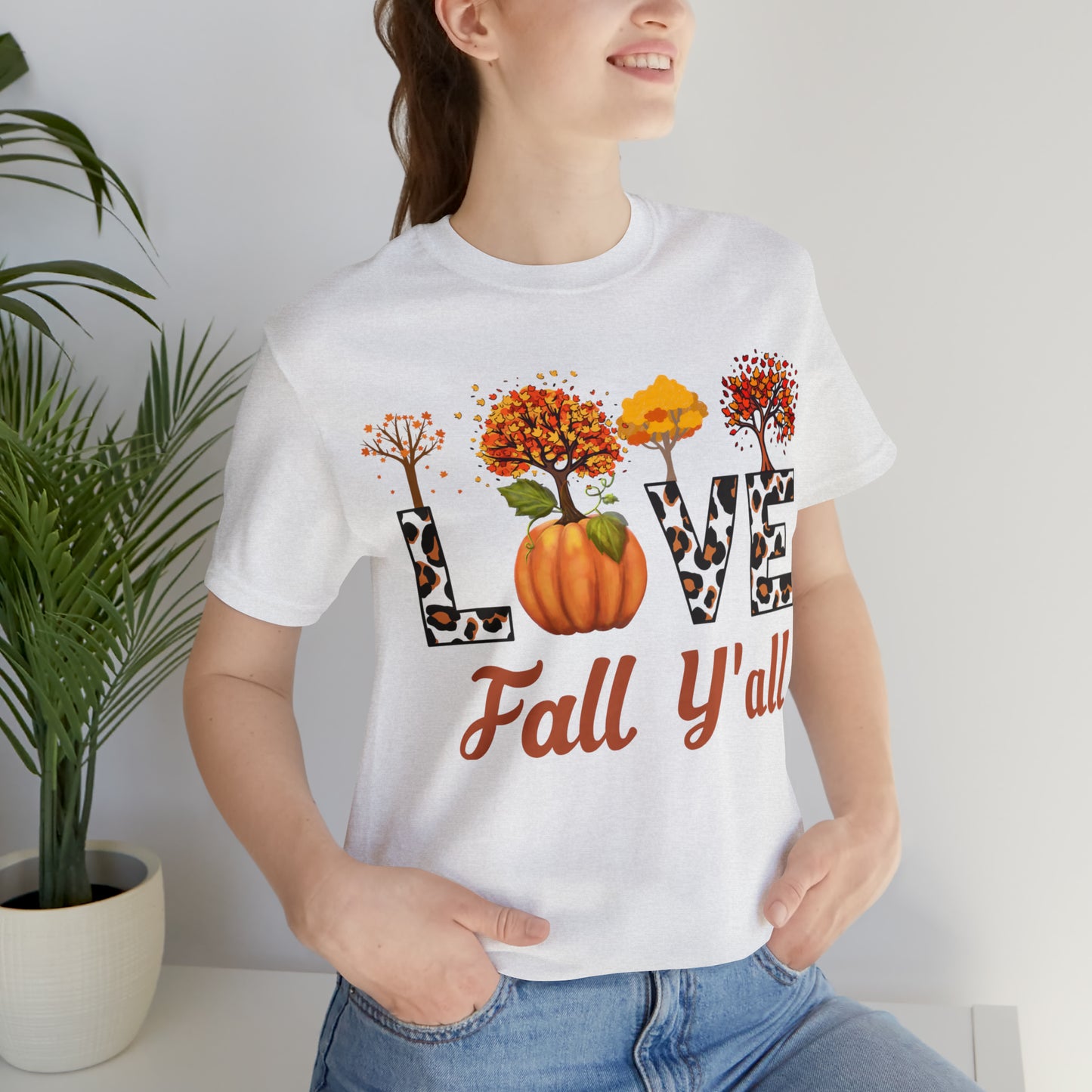 Leopard Print Love Fall Y'all, Fall shirt, Fall lover gift, Nature lover gift.