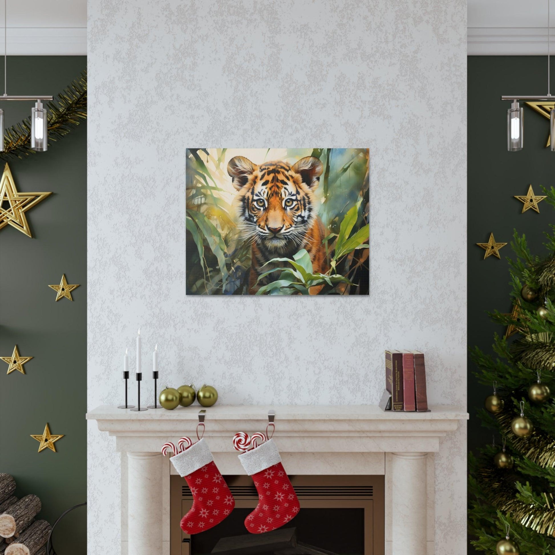 Watercolor Baby Tiger In Nature Art Canvas Gallery Wraps Tiger Print Large Canvas Art Animal Wall Art minimalist Wall Art Lover Gift - Giftsmojo