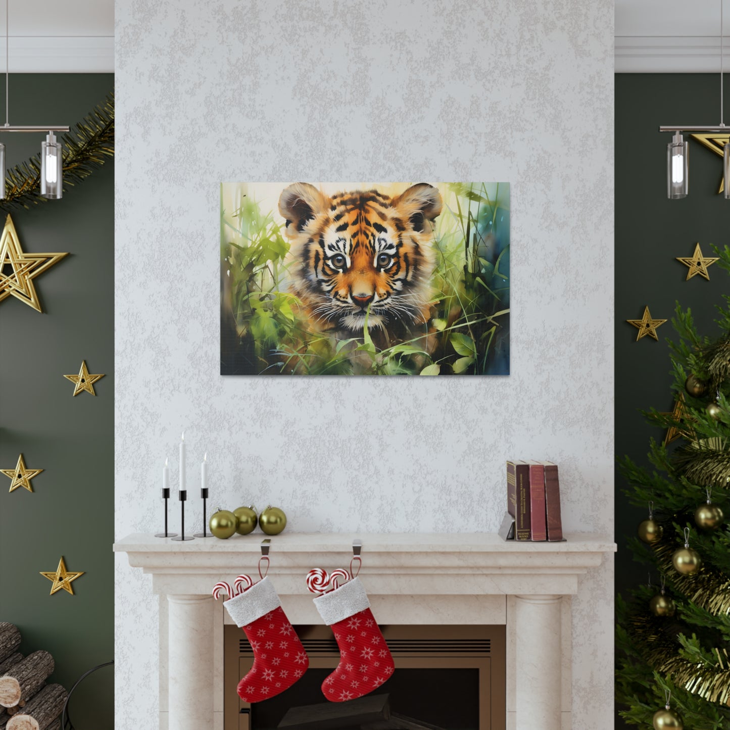 Watercolor Baby Tiger In Nature Art Canvas Gallery Wraps Tiger Print Large Canvas Art Animal Wall Art minimalist Wall Art Lover Gift