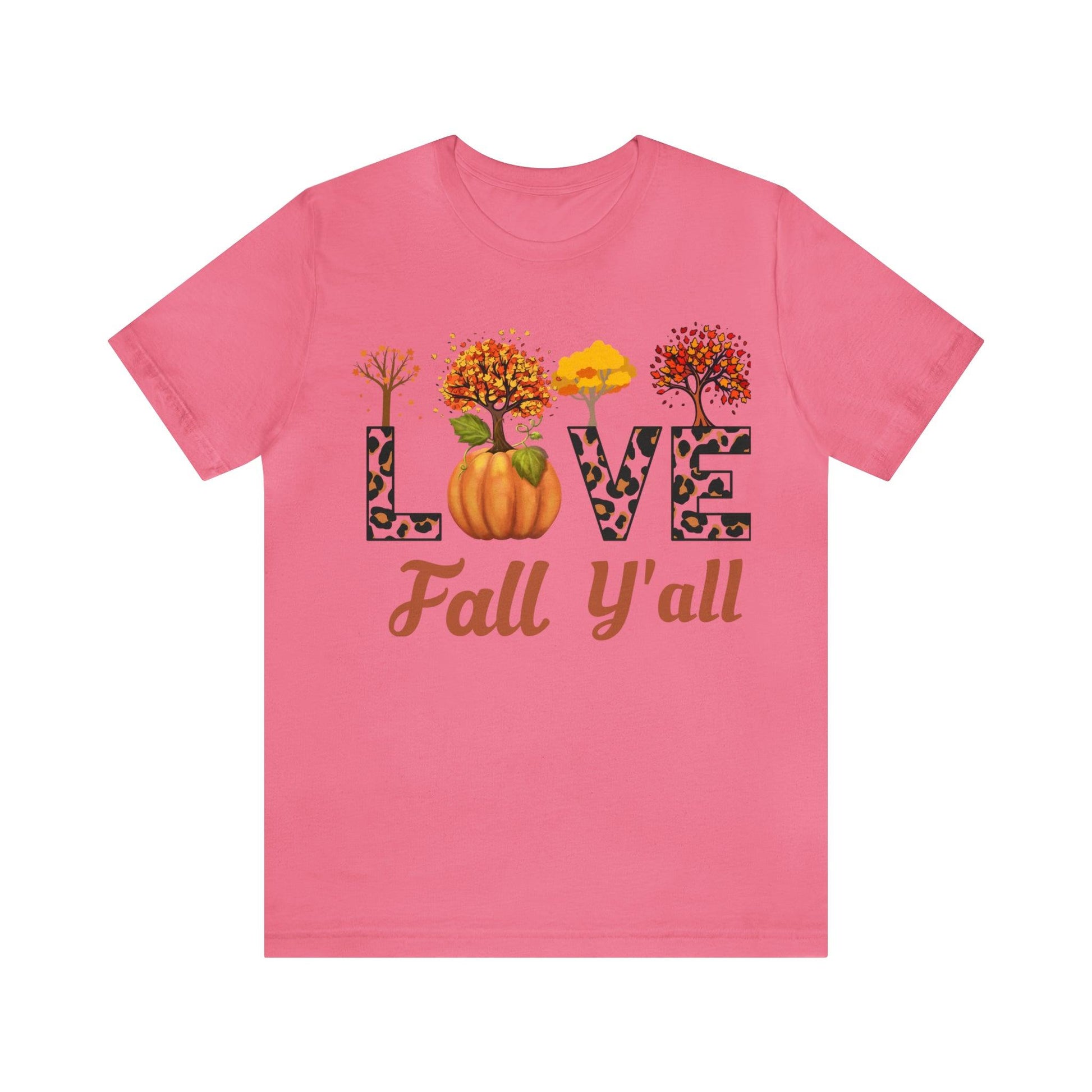 Leopard Print Love Fall Y'all, Fall shirt, Fall lover gift, Nature lover gift. - Giftsmojo