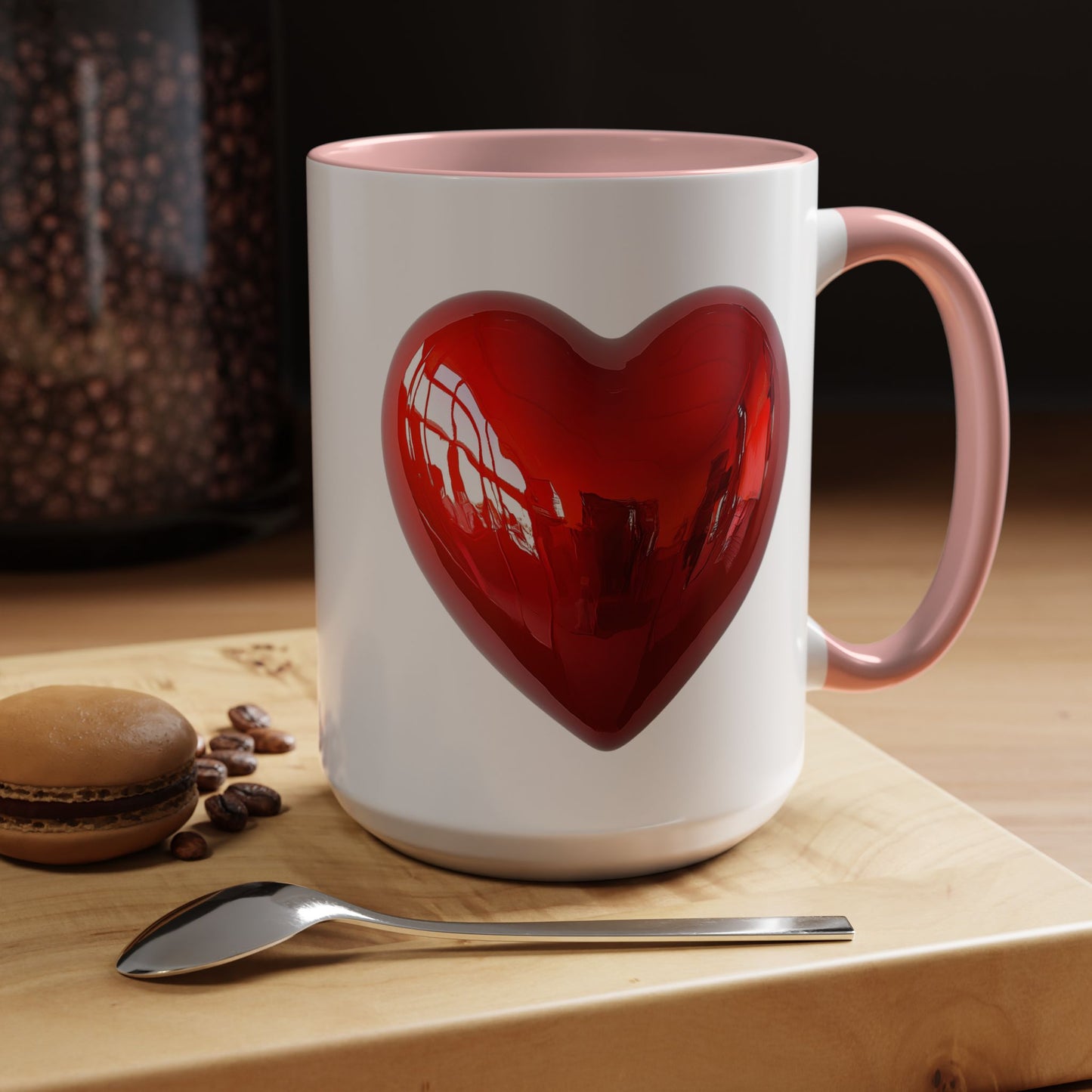 Heart-Shaped Accent Coffee Mug, Perfect Gift for Valentine's Day, Love/Anniversary