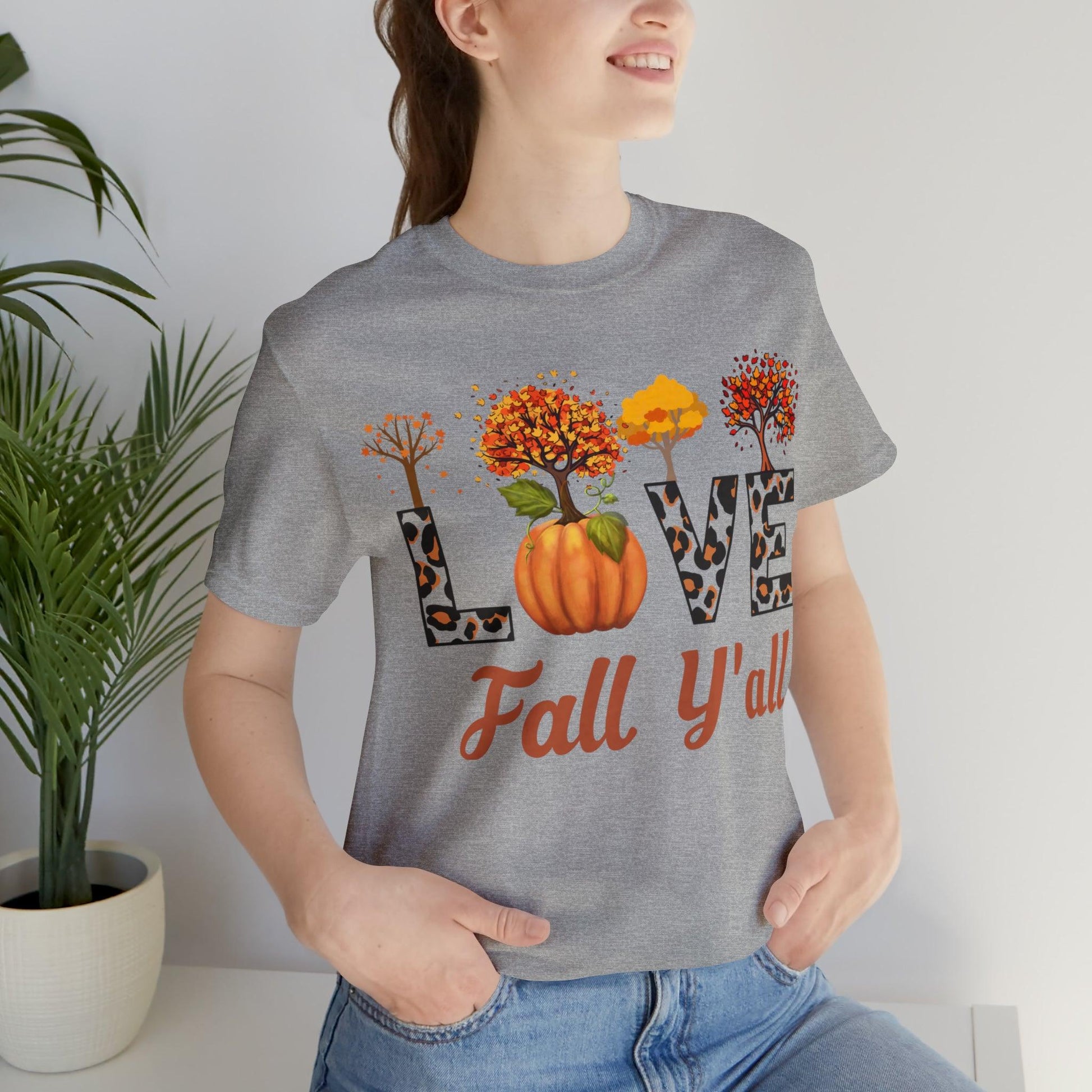 Leopard Print Love Fall Y'all, Fall shirt, Fall lover gift, Nature lover gift. - Giftsmojo