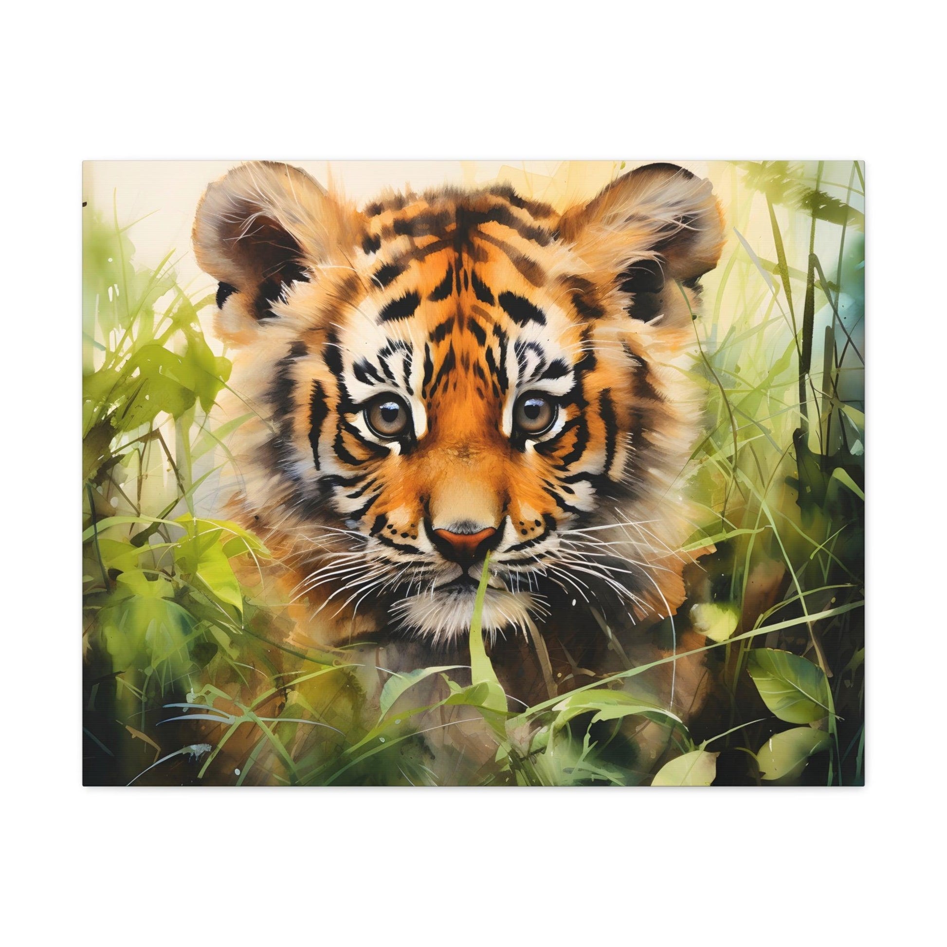 Watercolor Baby Tiger In Nature Art Canvas Gallery Wraps Tiger Print Large Canvas Art Animal Wall Art minimalist Wall Art Lover Gift - Giftsmojo