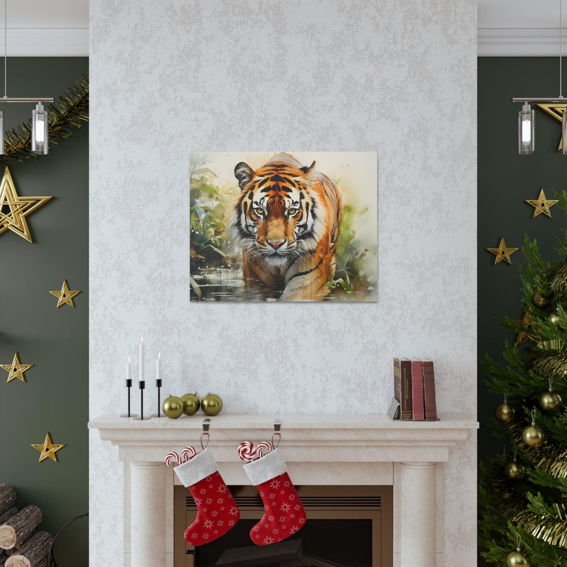 Watercolor Tiger In Nature Art Canvas Gallery Wraps Tiger Print Large Canvas Art Animal Wall Art minimalist Wall Art Lover Gift - Giftsmojo