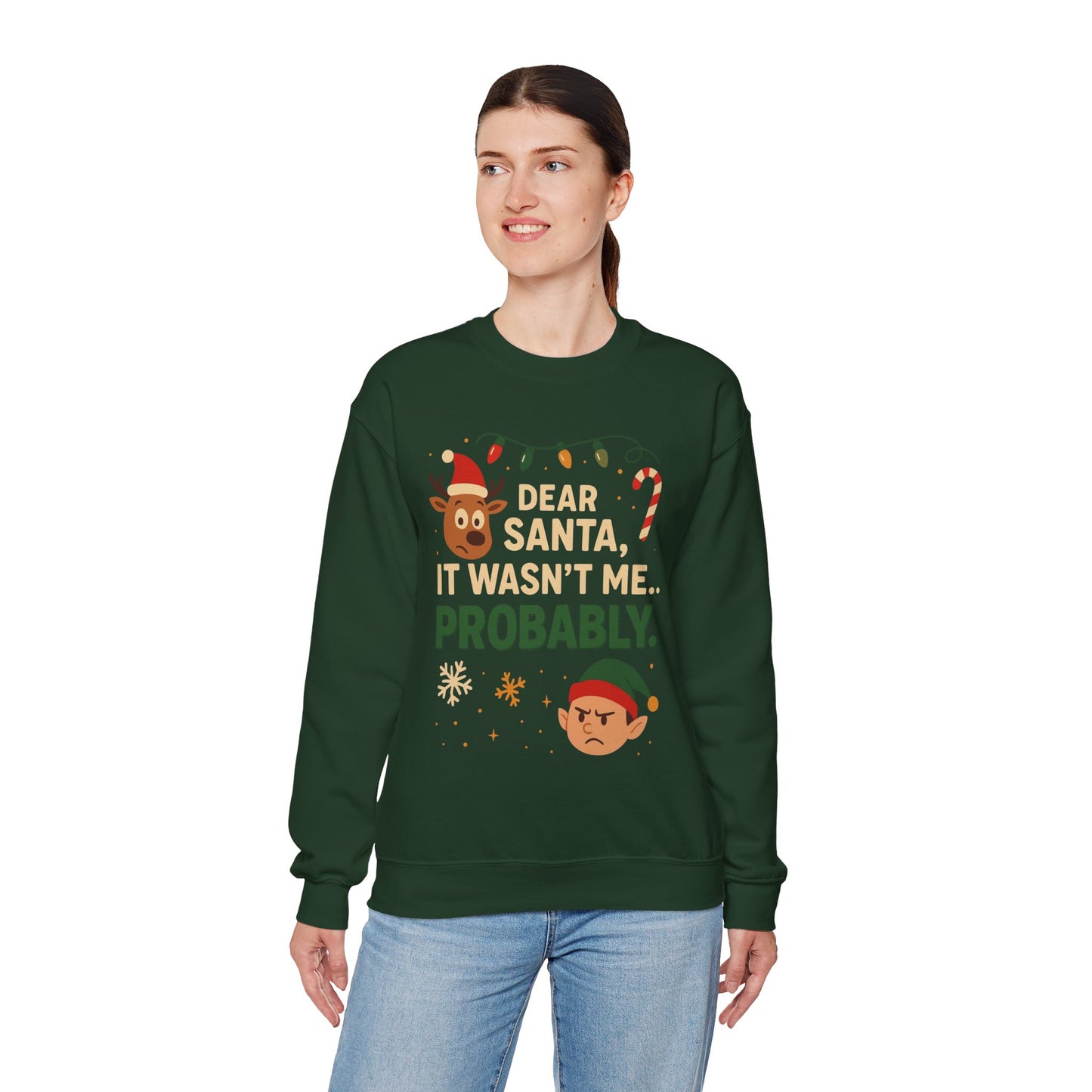 Funny Holiday Unisex Sweatshirt - 'Dear Santa It Wasn't Me' Design