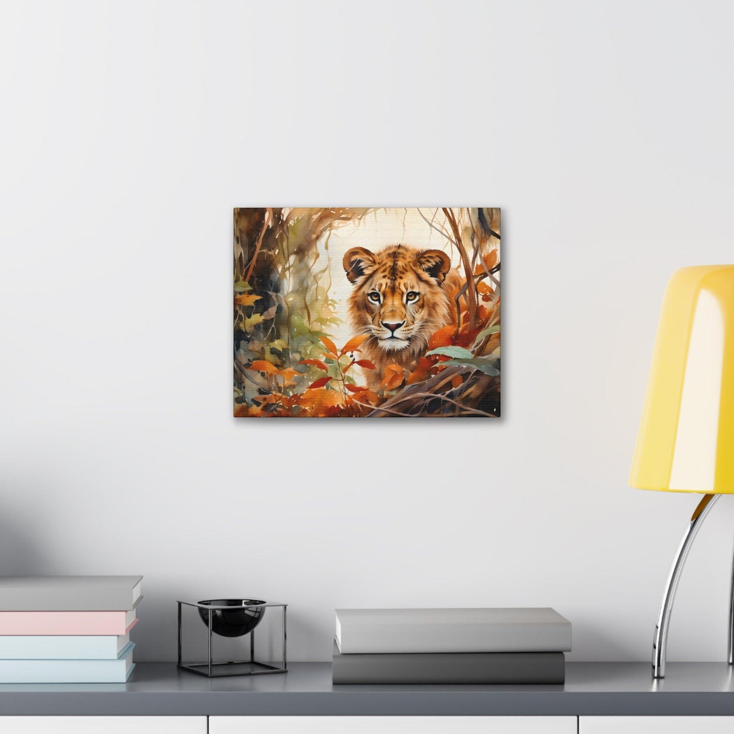 Watercolor Baby Lion In Nature Art Canvas Gallery Wraps Baby Lion Print Large Canvas Art Animal Wall Art minimalist Wall Art Lover Gift - Giftsmojo