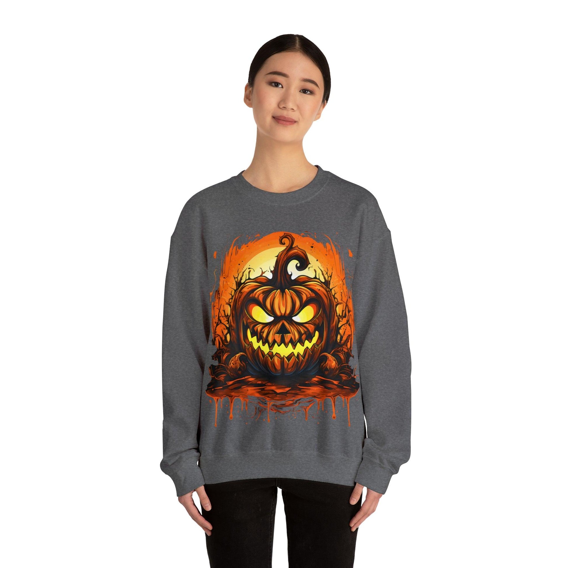 "Scary Jack O' Lantern Retro Halloween Sweatshirt: Elevate Your Halloween Styl - Giftsmojo