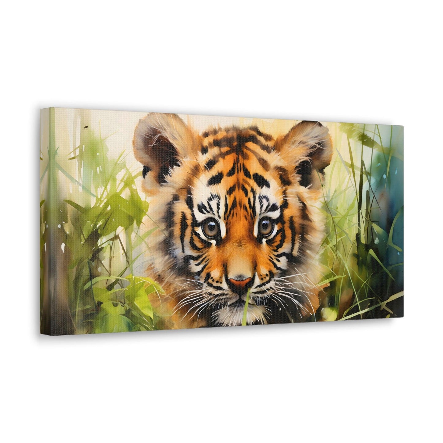 Watercolor Baby Tiger In Nature Art Canvas Gallery Wraps Tiger Print Large Canvas Art Animal Wall Art minimalist Wall Art Lover Gift - Giftsmojo