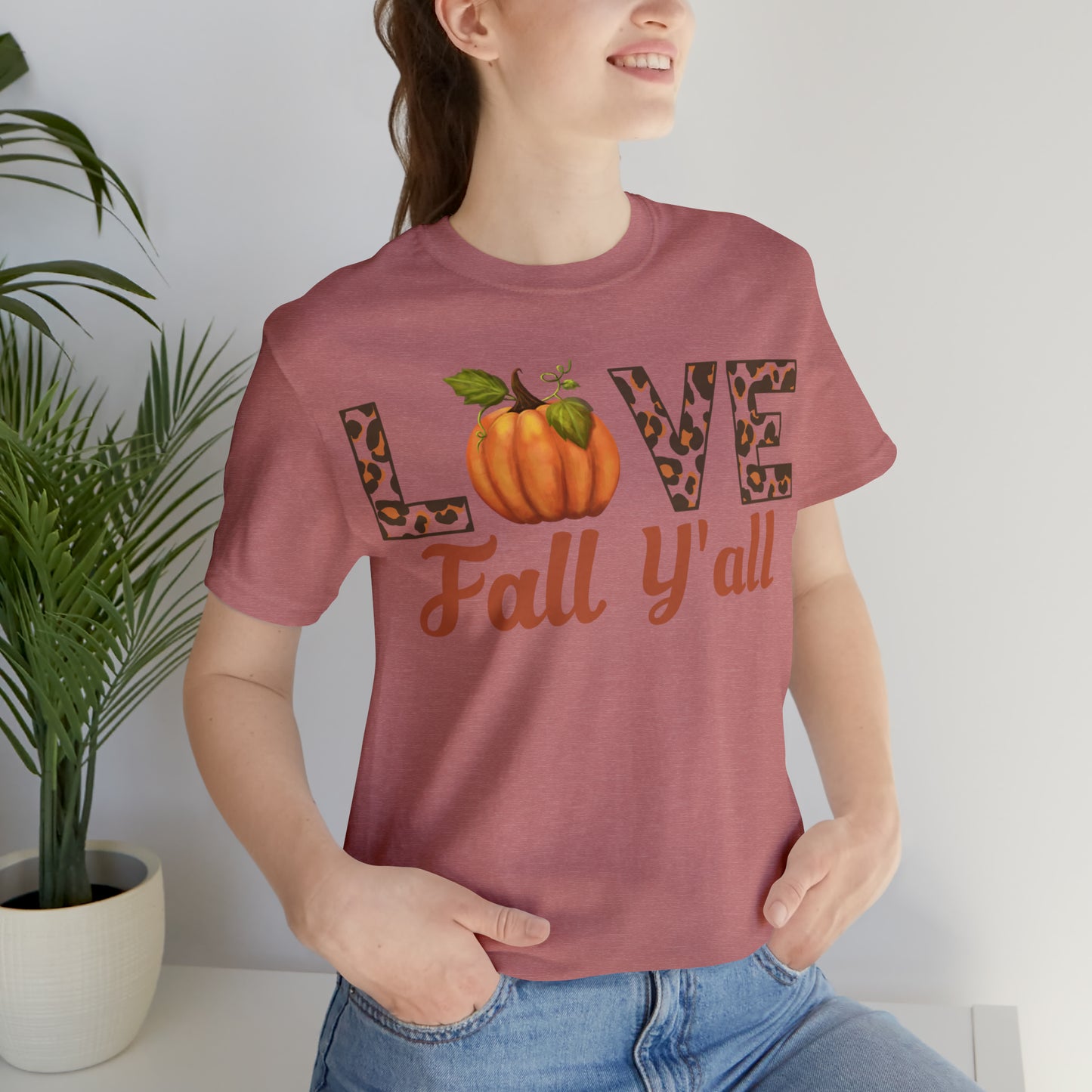 Leopard Print Love Fall Y'all Shirt, Pumpkin Shirt, Fall Shirt for Fall Lover, Fall gift