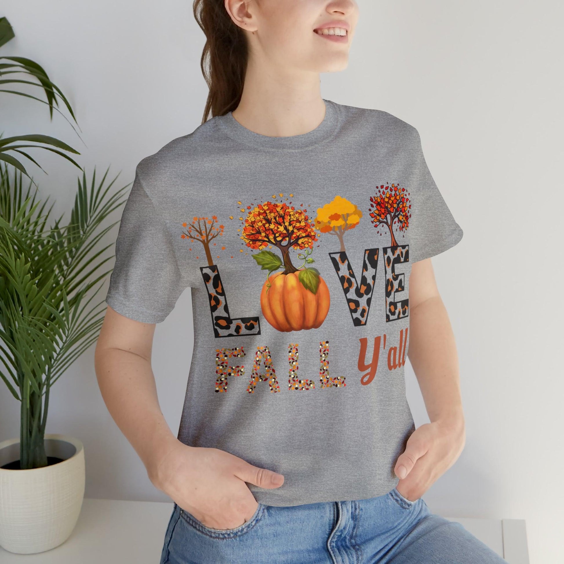 Leopard Print Love Fall Y'all, Fall shirt, Fall lover gift - Giftsmojo