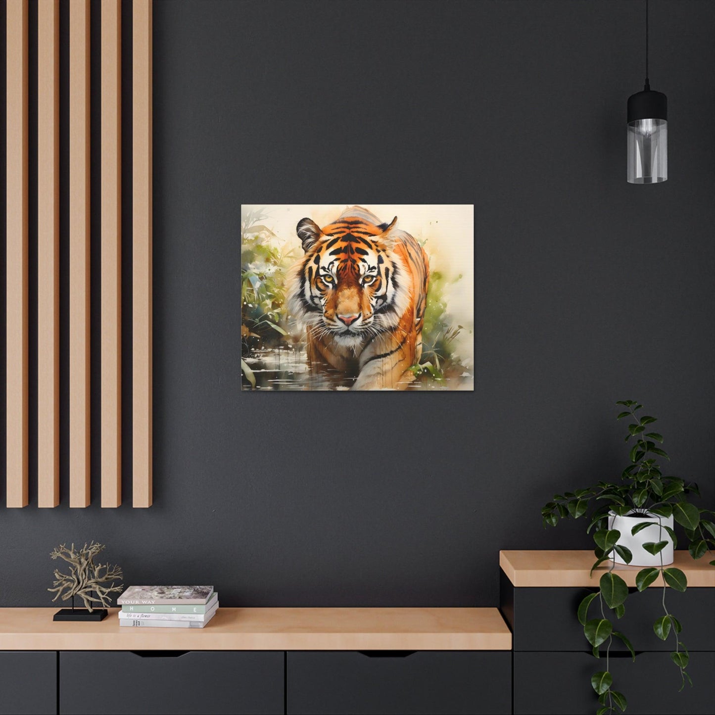 Watercolor Tiger In Nature Art Canvas Gallery Wraps Tiger Print Large Canvas Art Animal Wall Art minimalist Wall Art Lover Gift - Giftsmojo