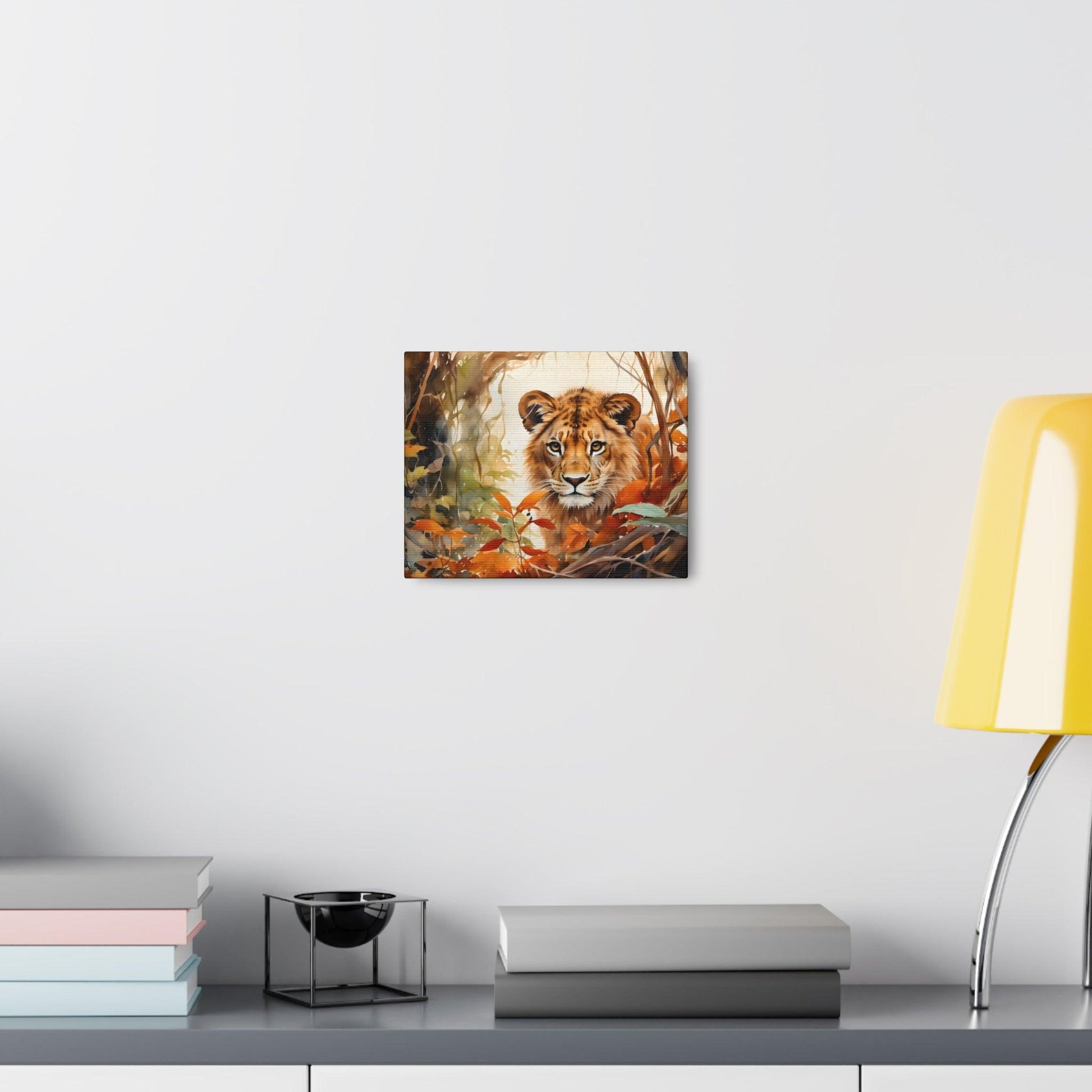 Watercolor Baby Lion In Nature Art Canvas Gallery Wraps Baby Lion Print Large Canvas Art Animal Wall Art minimalist Wall Art Lover Gift - Giftsmojo