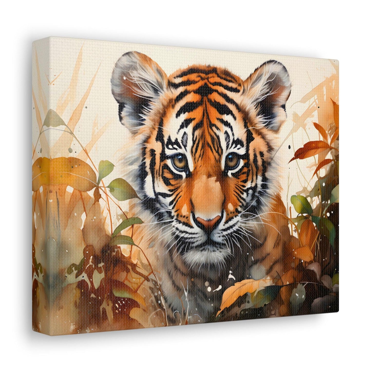 Watercolor Baby Tiger In Nature Art Canvas Gallery Wraps Tiger Print Large Canvas Art Animal Wall Art minimalist Wall Art Lover Gift - Giftsmojo