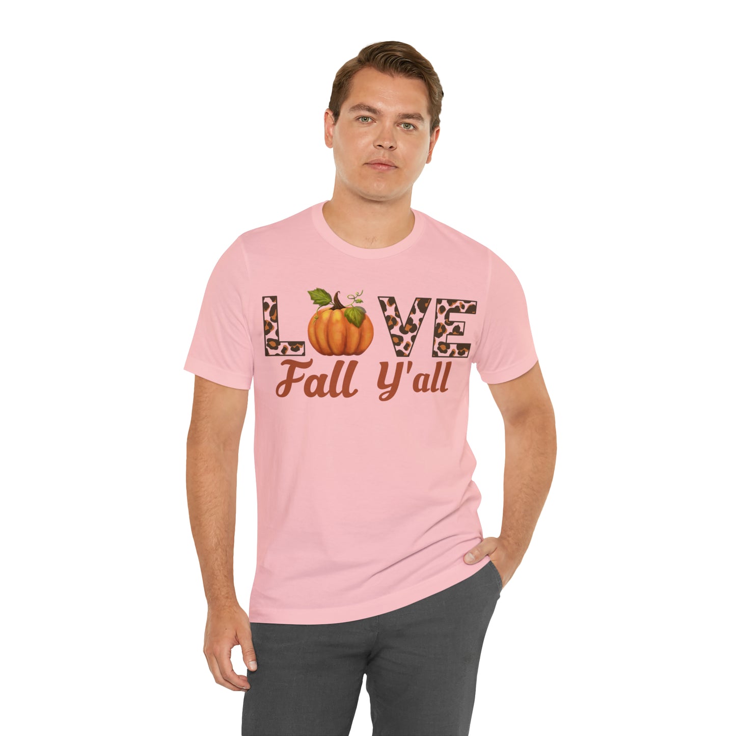 Leopard Print Love Fall Y'all Shirt, Pumpkin Shirt, Fall Shirt for Fall Lover, Fall gift