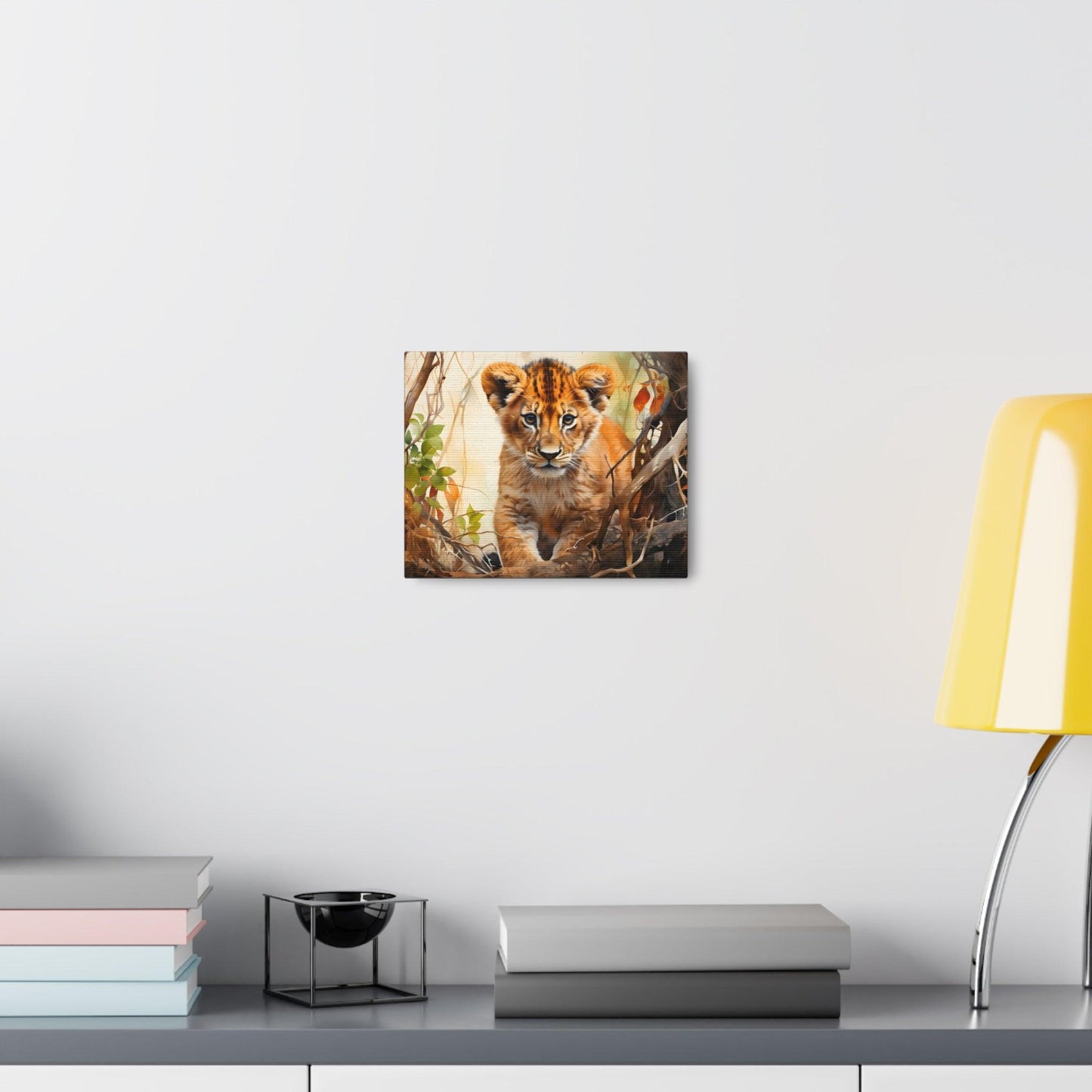 Watercolor Baby Lion In Nature Art Canvas Gallery Wraps Baby Lion Print Large Canvas Art Animal Wall Art minimalist Wall Art Lover Gift - Giftsmojo