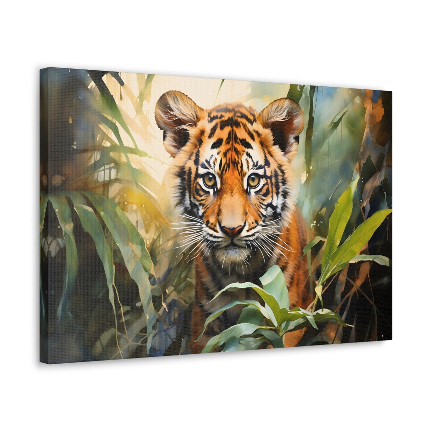 Watercolor Baby Tiger In Nature Art Canvas Gallery Wraps Tiger Print Large Canvas Art Animal Wall Art minimalist Wall Art Lover Gift - Giftsmojo