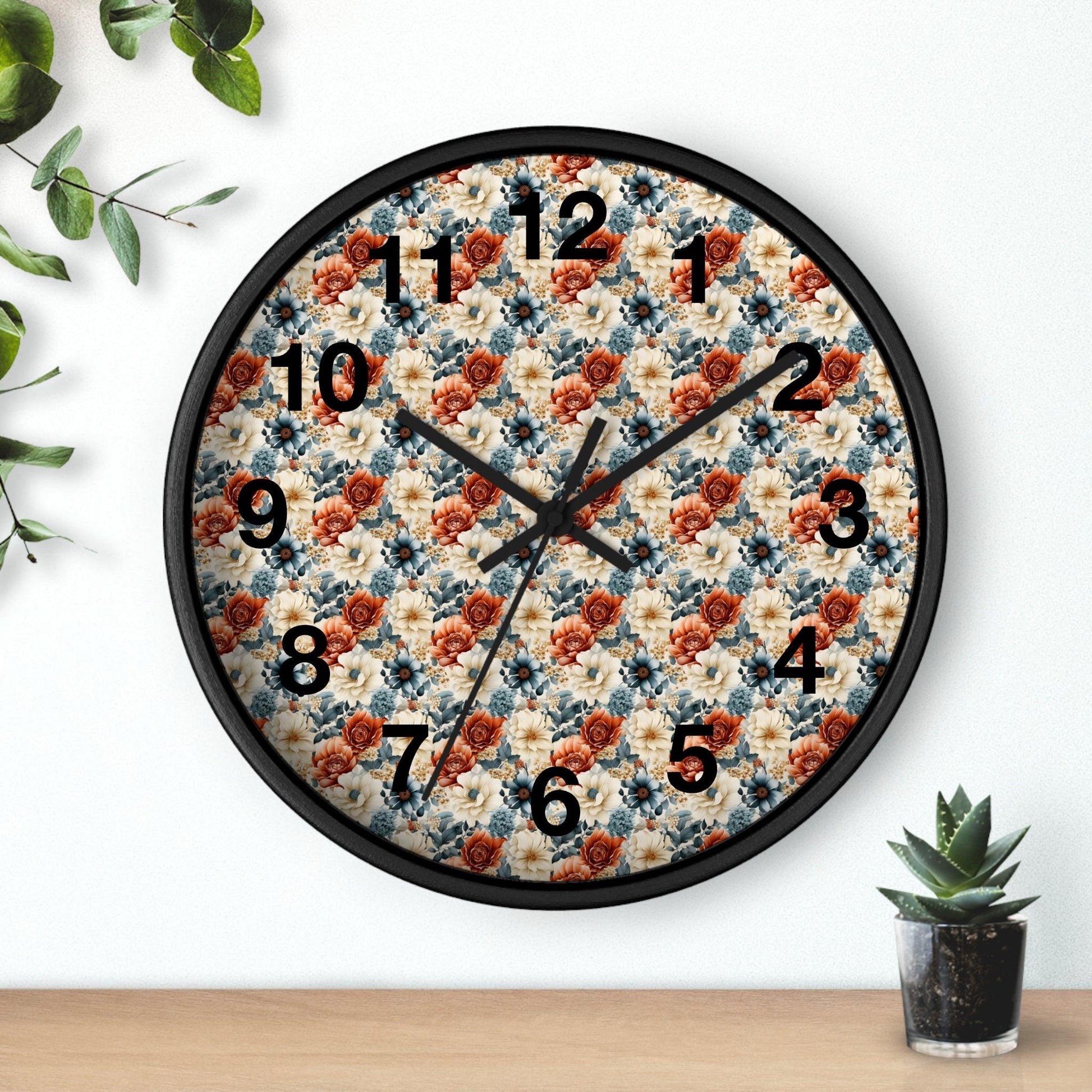 Flower Wall Clock Floral Wall Clock Kids Room Home Decor New Home House Warming Gift New Home Owner, Dorm Room Clock Collage Student Clock - Giftsmojo