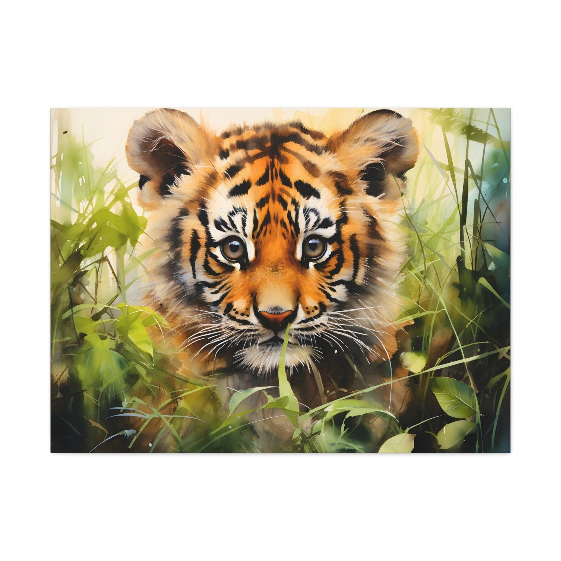 Watercolor Baby Tiger In Nature Art Canvas Gallery Wraps Tiger Print Large Canvas Art Animal Wall Art minimalist Wall Art Lover Gift - Giftsmojo