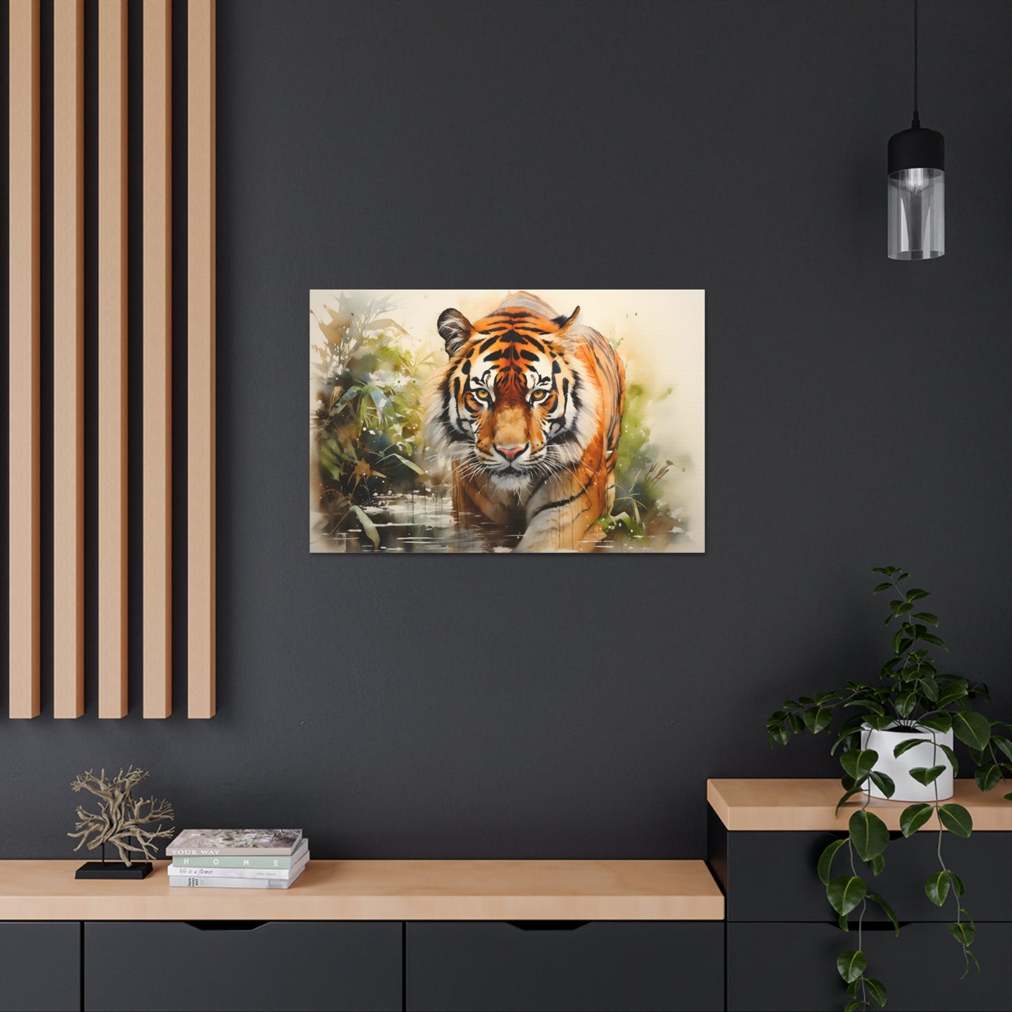 Watercolor Tiger In Nature Art Canvas Gallery Wraps Tiger Print Large Canvas Art Animal Wall Art minimalist Wall Art Lover Gift