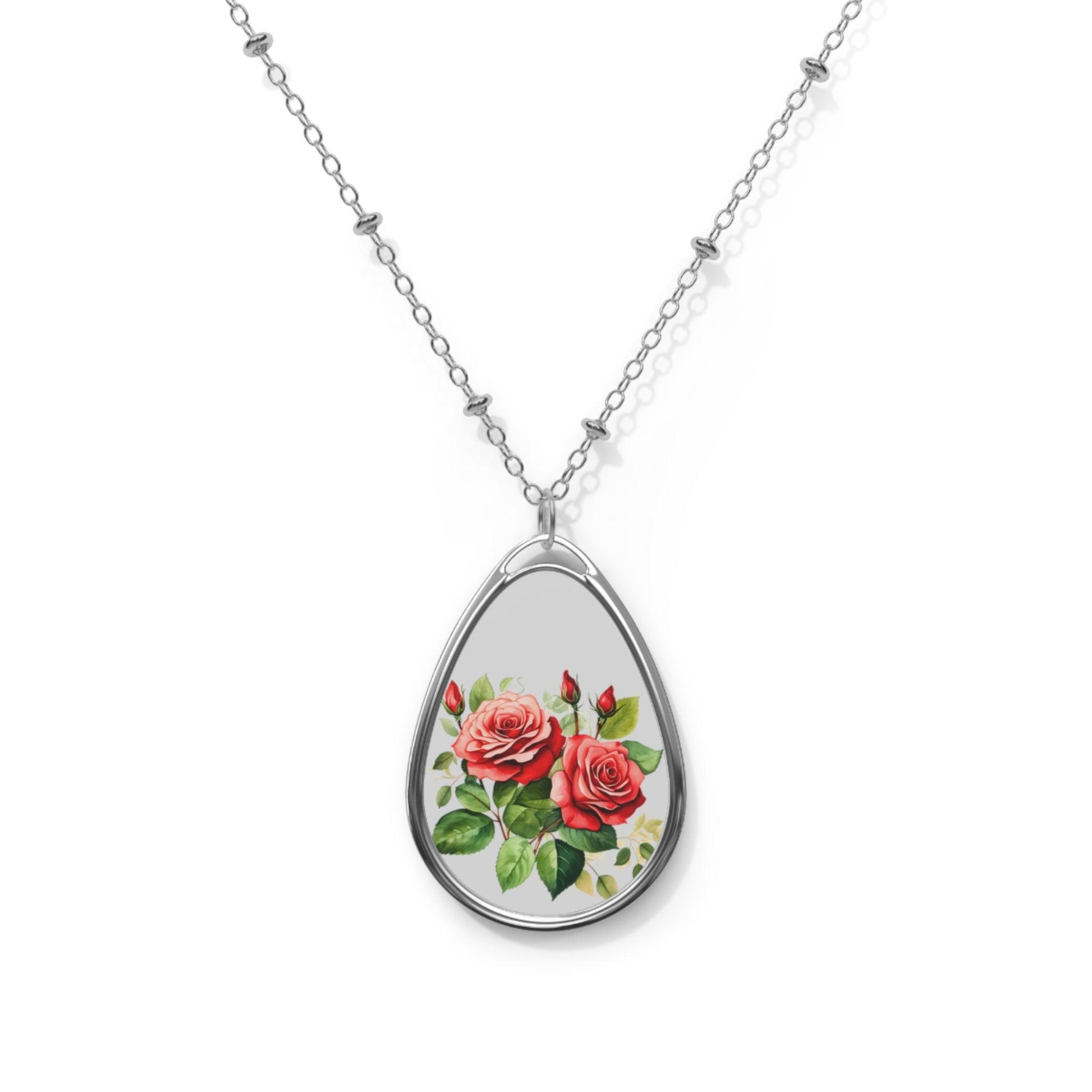 Christmas Flower Oval Necklace
