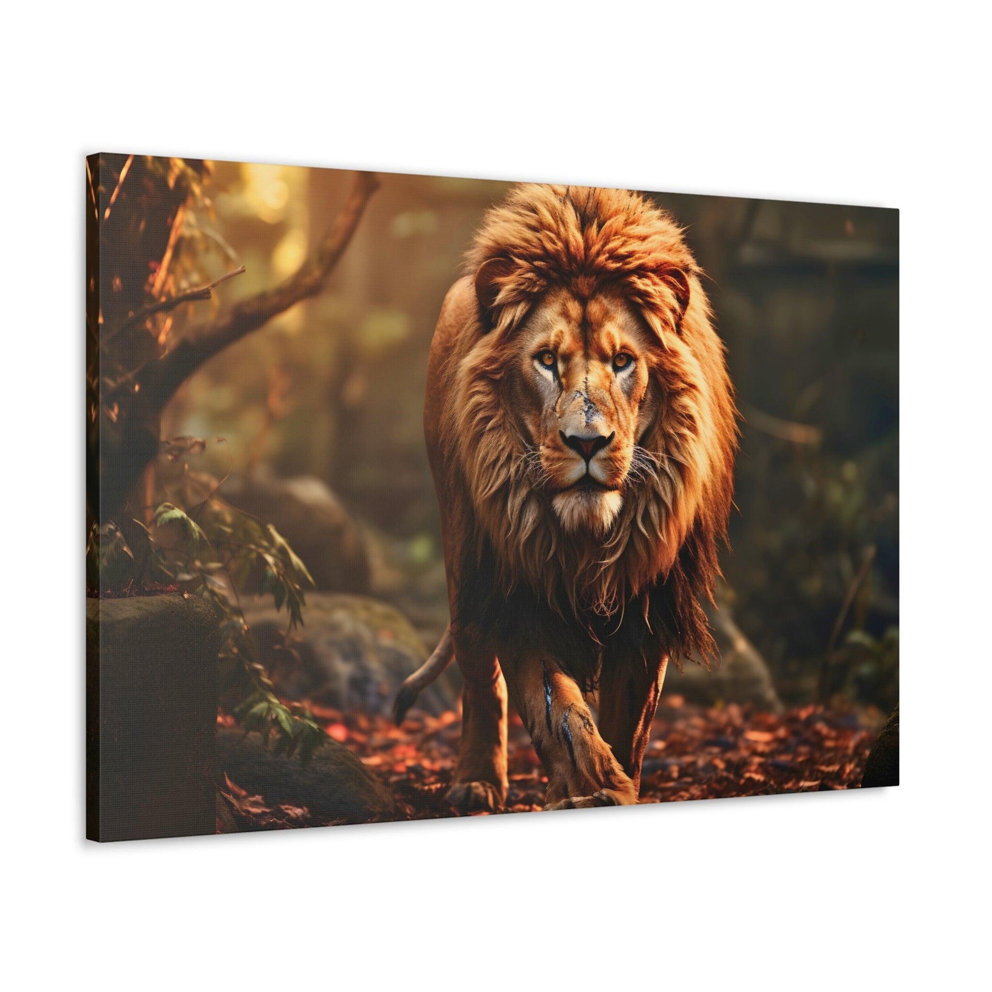 Wounded Lion In Nature Art Canvas Gallery Wraps Lion Print Large Canvas Art Animal Wall Art minimalist Wall Art Lover Gift - Giftsmojo