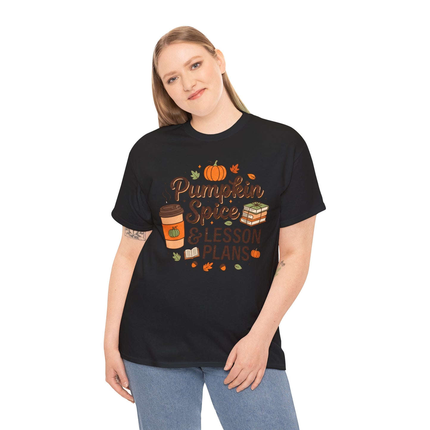 Pumpkin Spice & Lesson Plans Tee — Fall Teacher Coffee Shirt