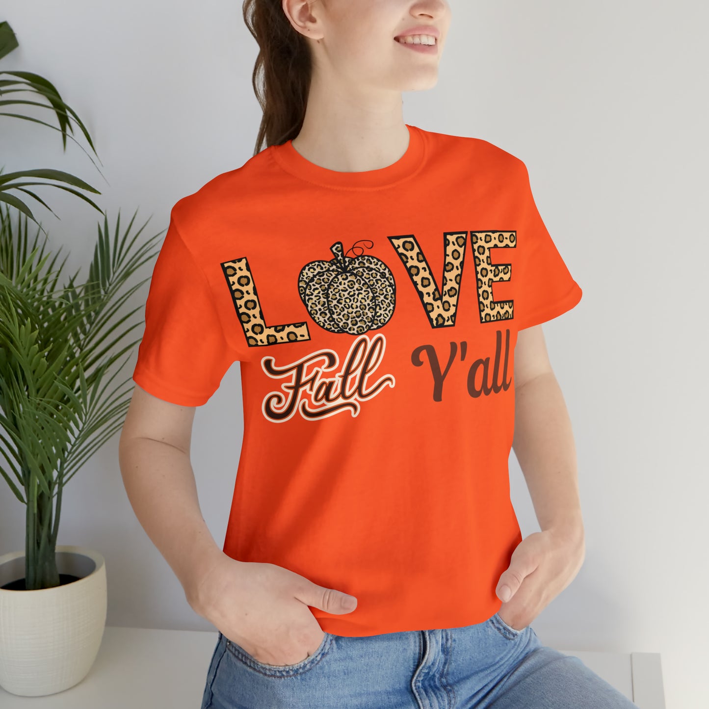 Leopard Print Love Fall Y'all Shirt, Pumpkin Shirt, Fall Shirt for Fall Lovers, Fall Gift