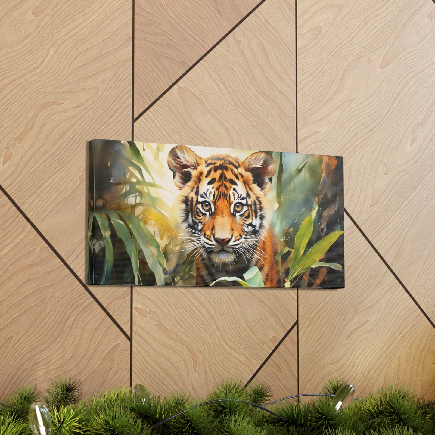 Watercolor Baby Tiger In Nature Art Canvas Gallery Wraps Tiger Print Large Canvas Art Animal Wall Art minimalist Wall Art Lover Gift