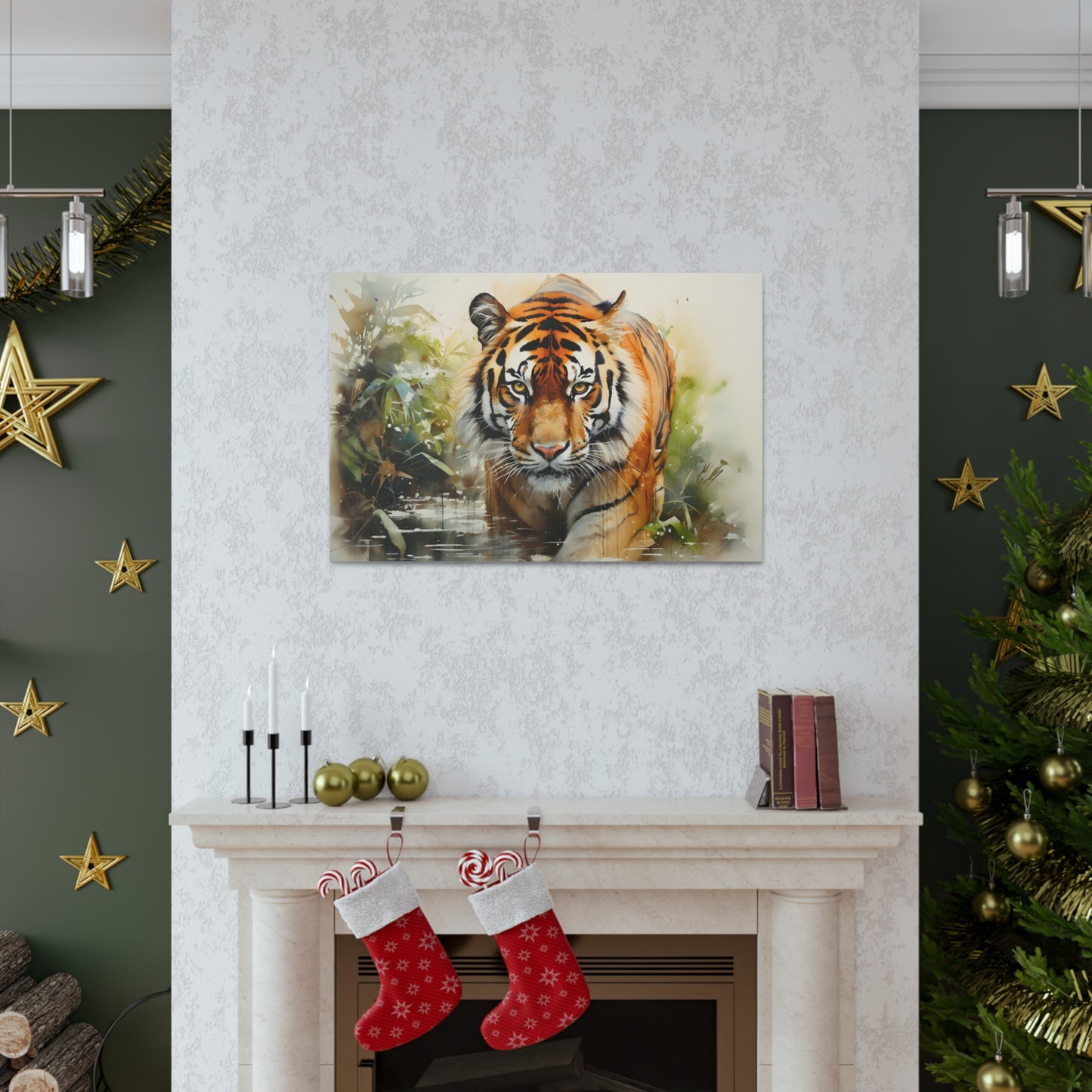 Watercolor Tiger In Nature Art Canvas Gallery Wraps Tiger Print Large Canvas Art Animal Wall Art minimalist Wall Art Lover Gift