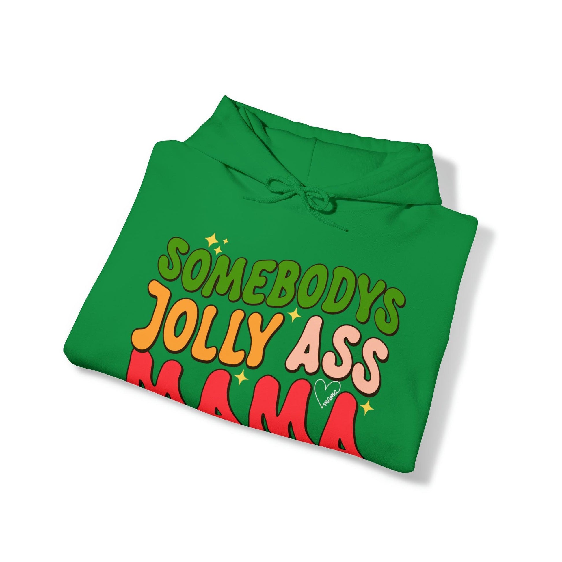 Funny Groovy Retro Christmas - Somebodys Jolly Ass MAMA Christmas Hooded Sweatshirt - Giftsmojo