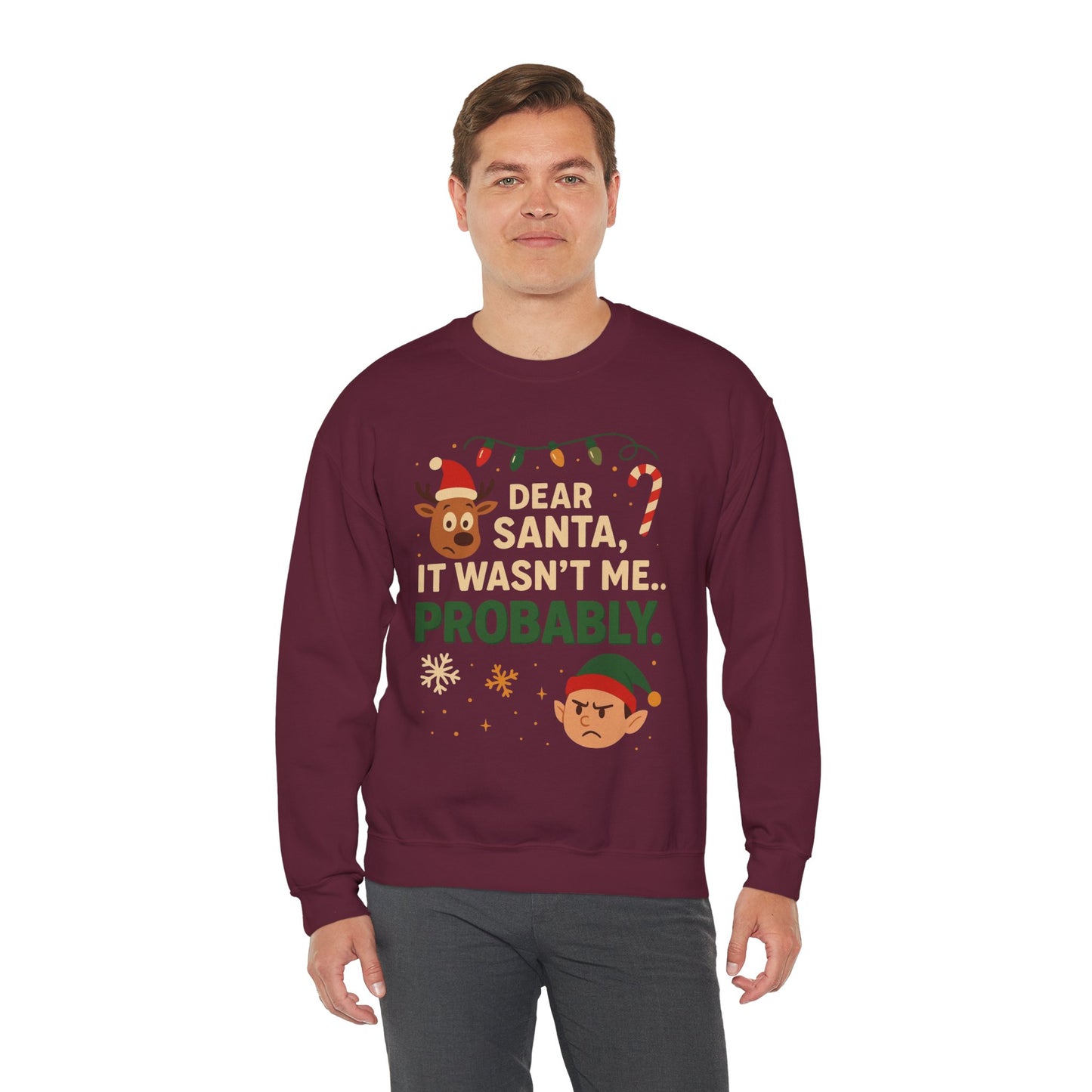 Funny Holiday Unisex Sweatshirt - 'Dear Santa It Wasn't Me' Design