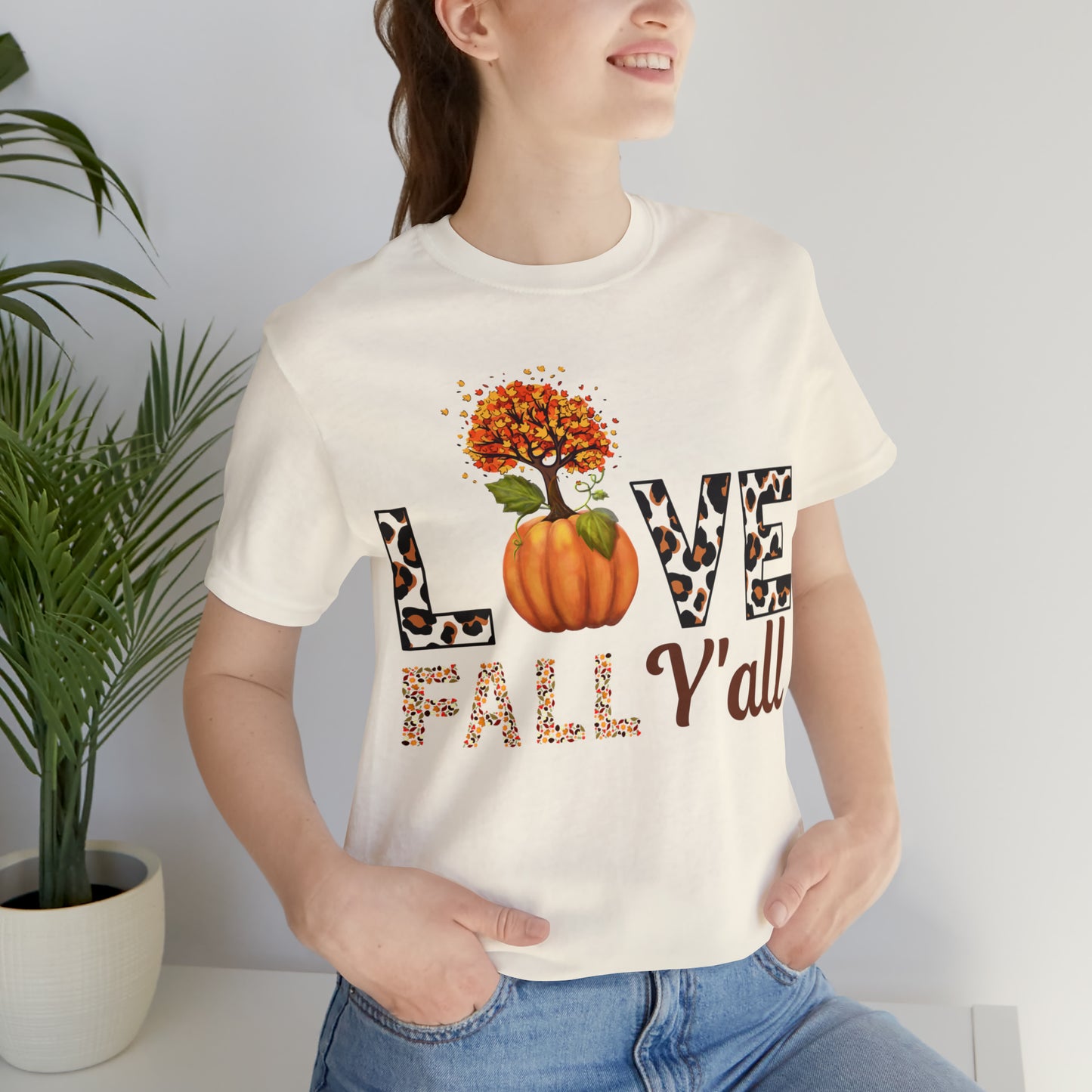 Leopard Print Love Fall Y'all shirt, Autumn Shirt, Fall shirt, Fall Gift