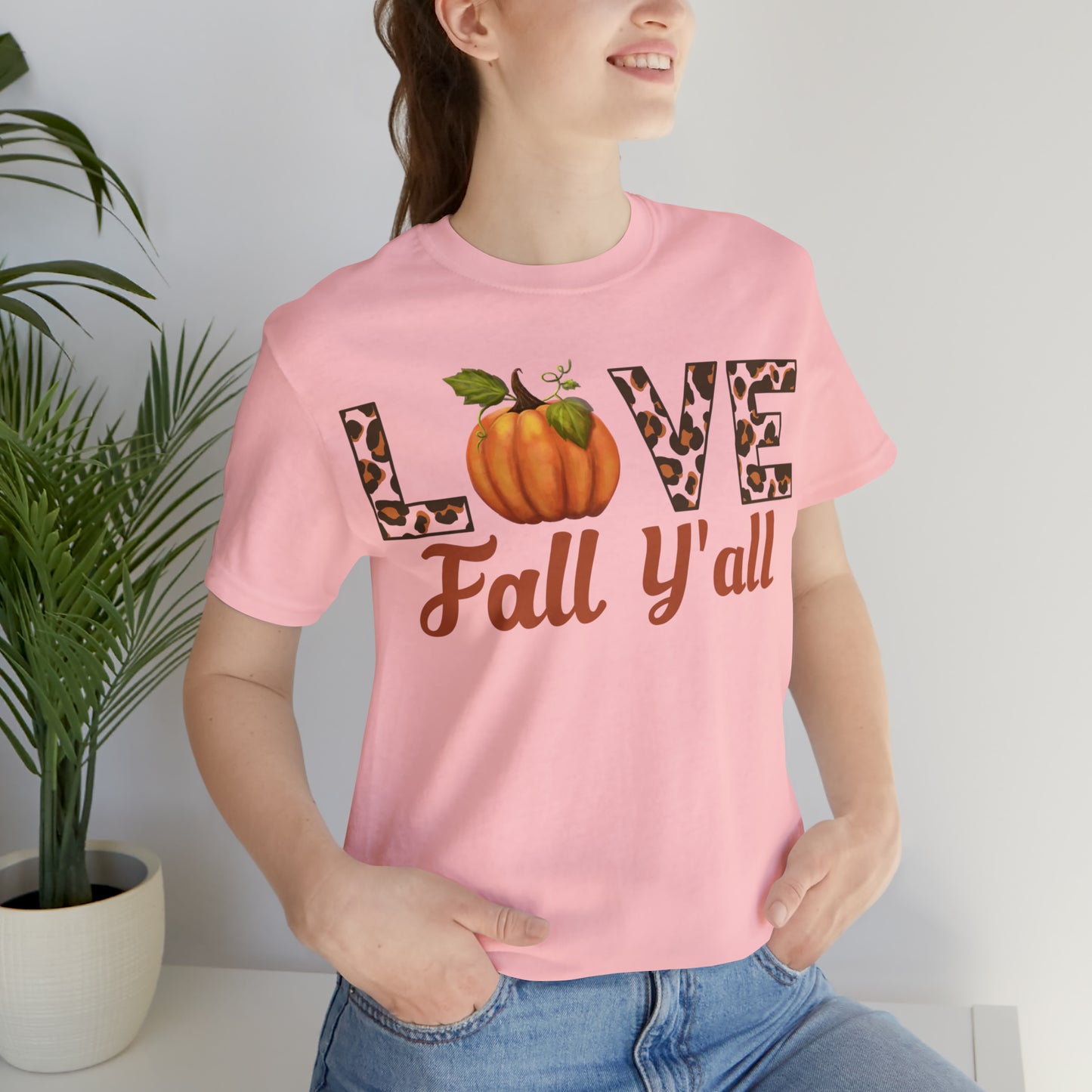 Leopard Print Love Fall Y'all Shirt, Pumpkin Shirt, Fall Shirt for Fall Lover, Fall gift