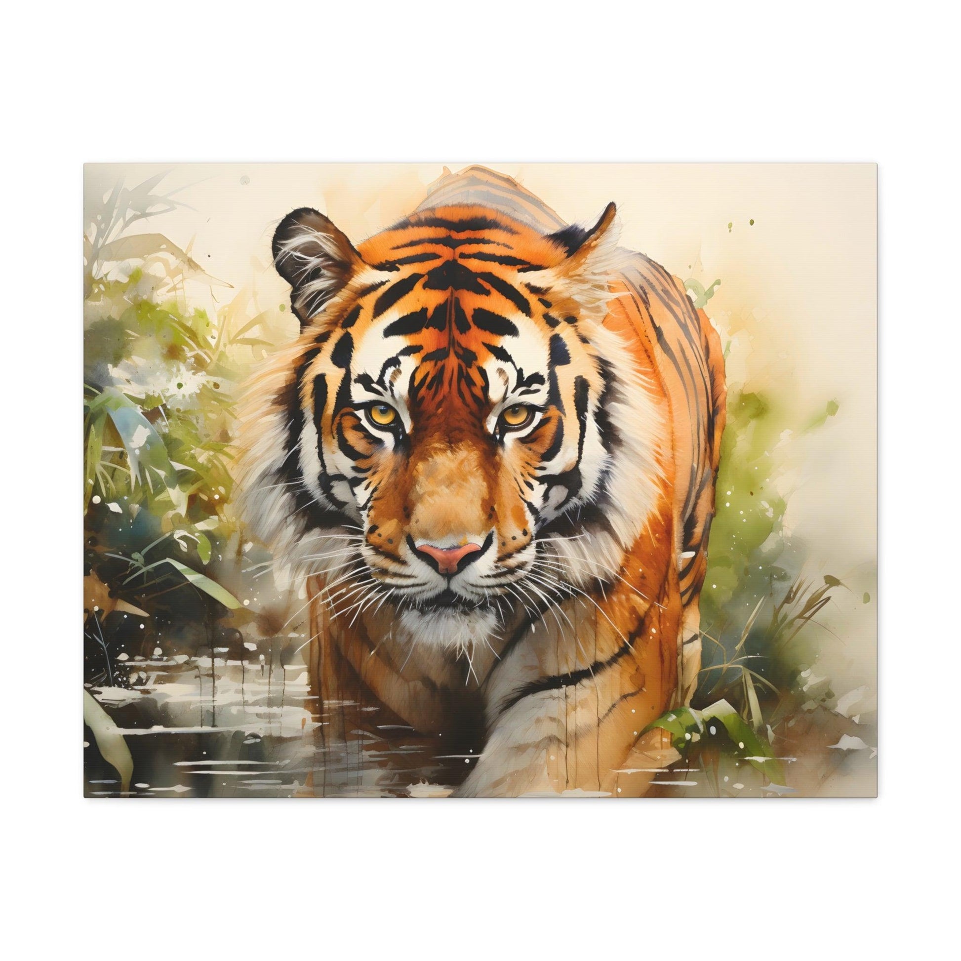 Watercolor Tiger In Nature Art Canvas Gallery Wraps Tiger Print Large Canvas Art Animal Wall Art minimalist Wall Art Lover Gift - Giftsmojo