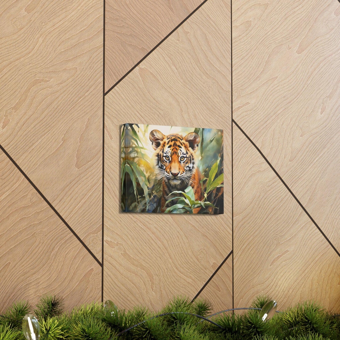 Watercolor Baby Tiger In Nature Art Canvas Gallery Wraps Tiger Print Large Canvas Art Animal Wall Art minimalist Wall Art Lover Gift - Giftsmojo