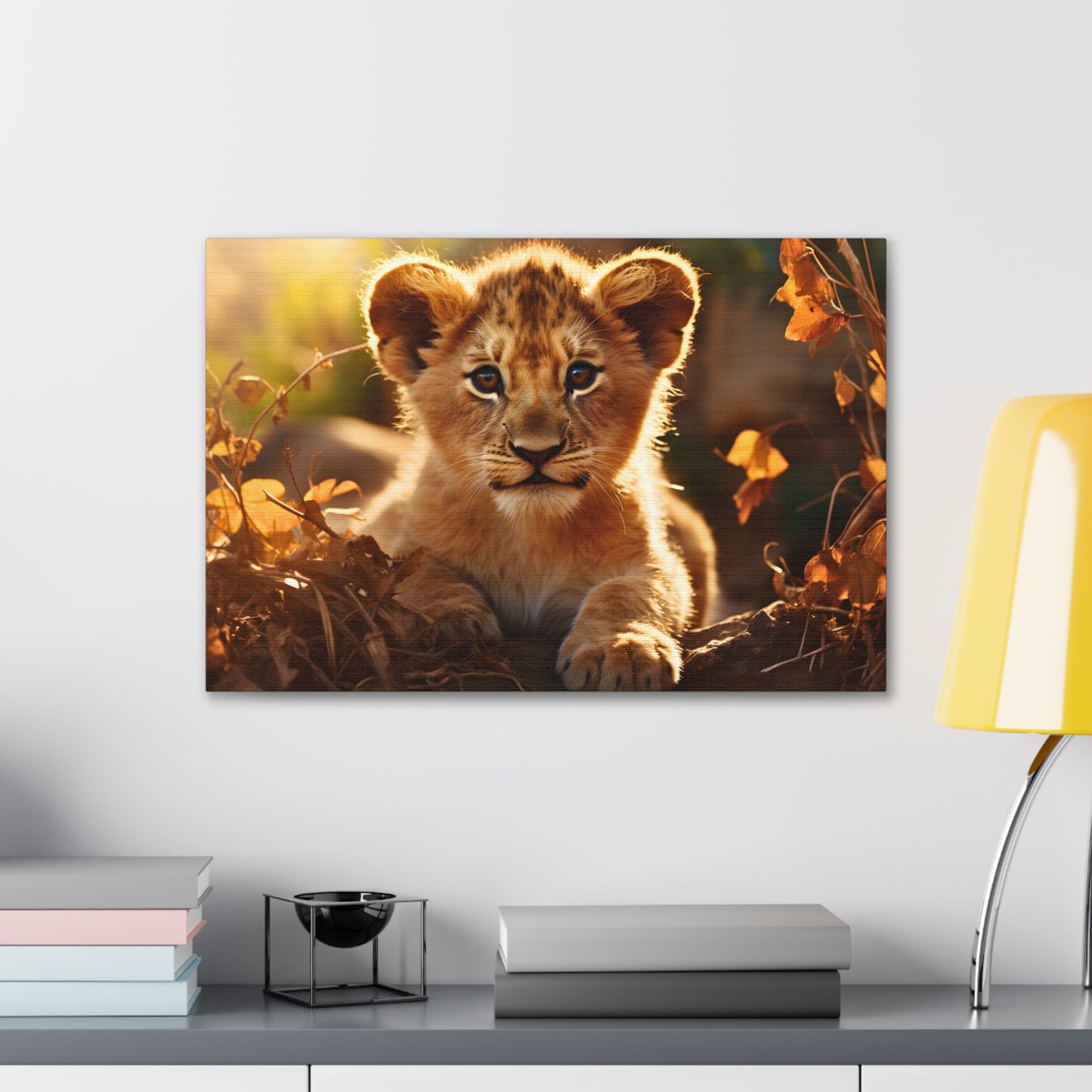 Baby Lion Cub Print Animal Nature Art Safari Nursery Canvas Gallery Wraps Baby Lion Print Large Canvas Art Animal Wall Art Lover Gift