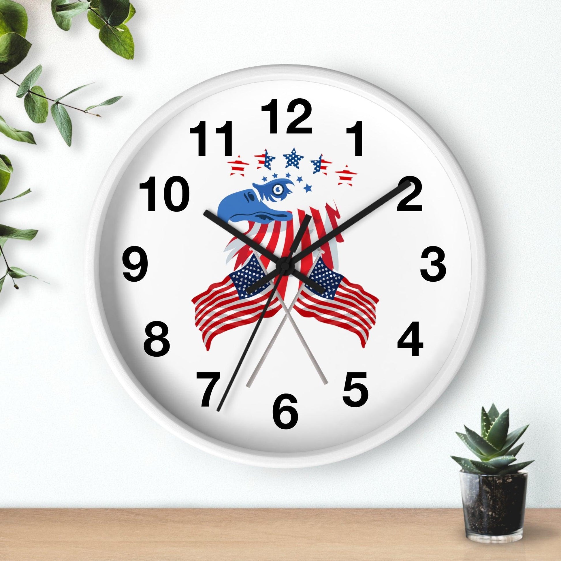 USA Flag Wall Clock, Home decor gift, House Warming gift, New Home Gift, Patriotic Gift School Clock Home Clock Office Clock - Giftsmojo