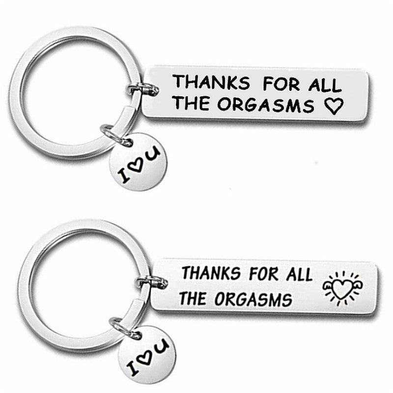 Custom Keychain Engraved Thank For All The Orgasms I Love You 3000 Keyring Stainless Steel Jewelry Valentines Day Couple Gift - Giftsmojo