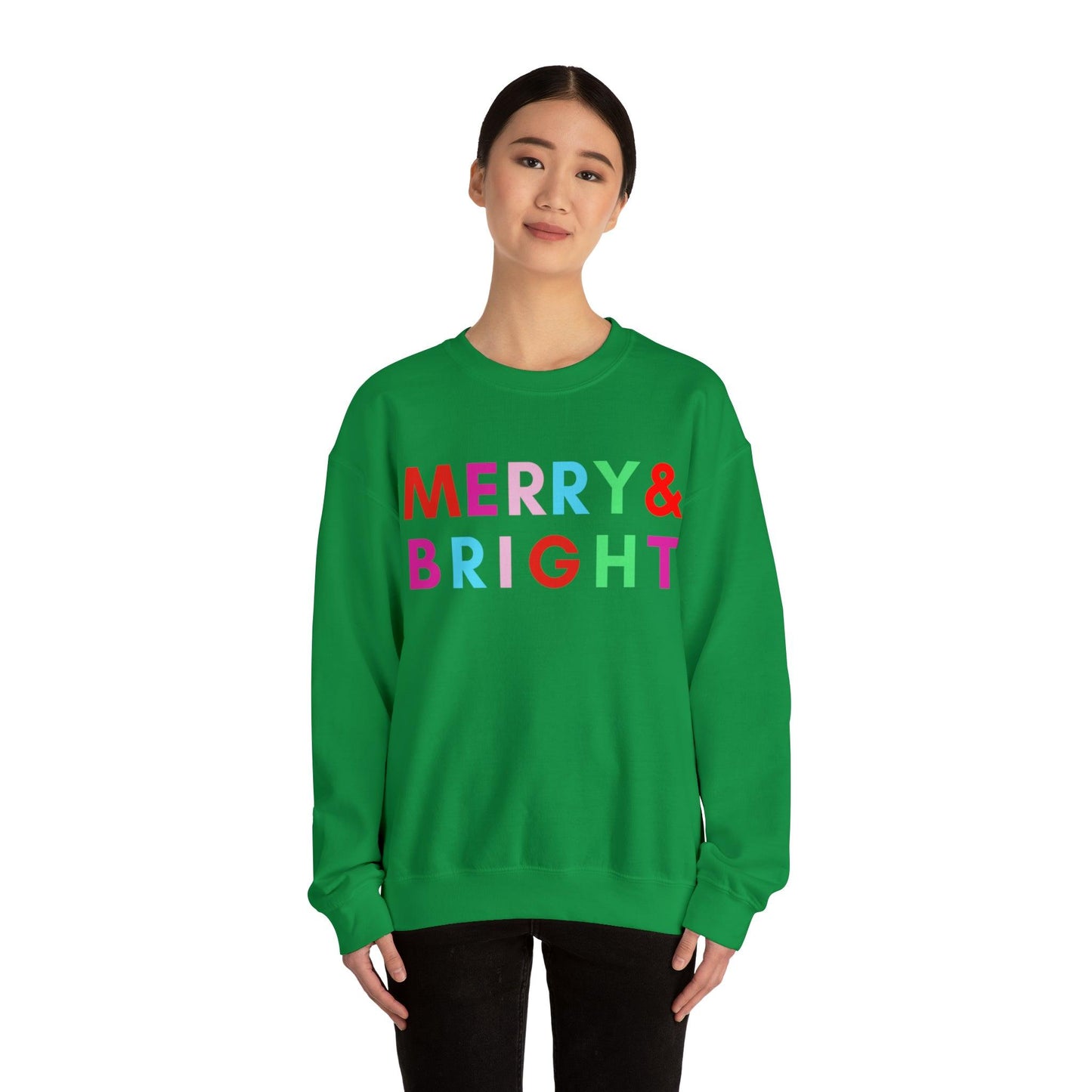 Merry and Bright Christmas Sweatshirt Christmas Shirts, Merry Christmas Crewneck Cute Winter Sweater Christmas Gift - Giftsmojo