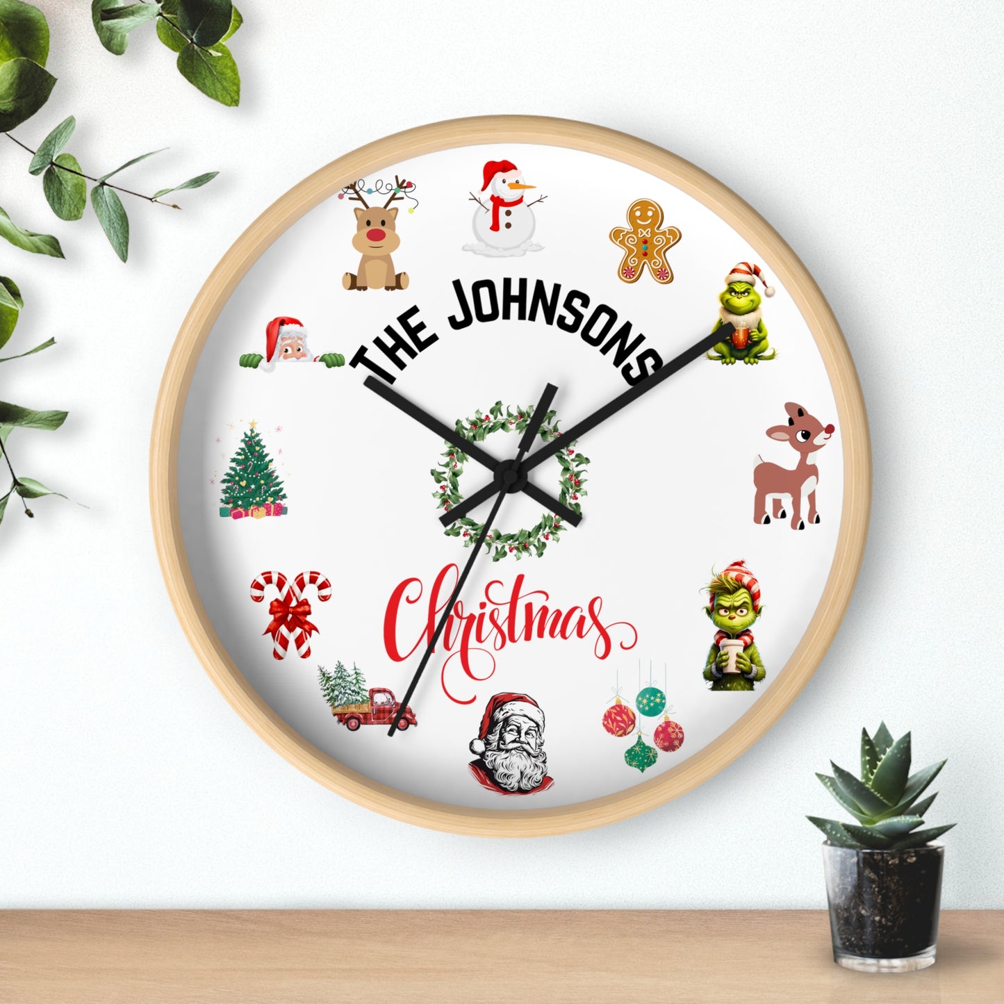 Personalized Christmas Wall Clock, Christmas Clock Christmas Gift Christmas Home Decor