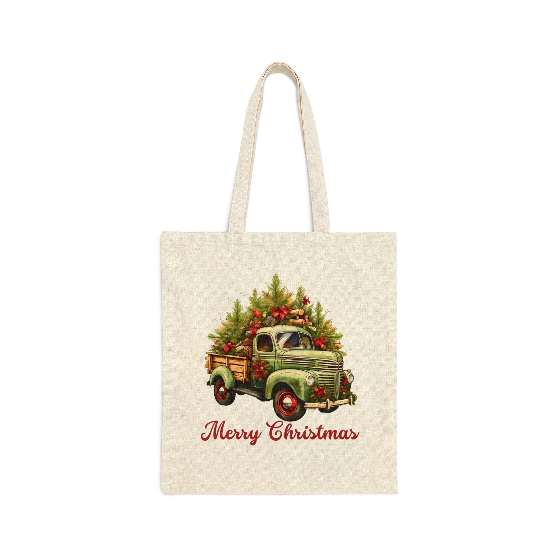 Christmas Tree Truck Bag Christmas Tote Bag Christmas Flower Totes Canvas Tote Bag Shopping Bag Gift For Women Totes Birthday Gift Bag Bridal Gift Tote Bag - Giftsmojo