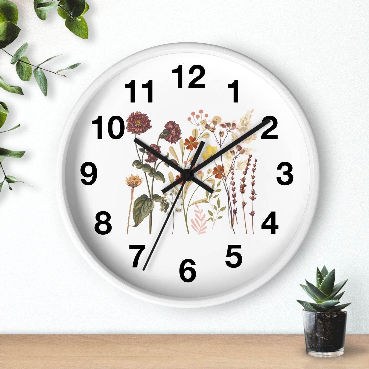 Flower wall clock, Wall clock. Floral Wall Clock, Home decor gift, House Warming gift, unique Gift, Mom gift