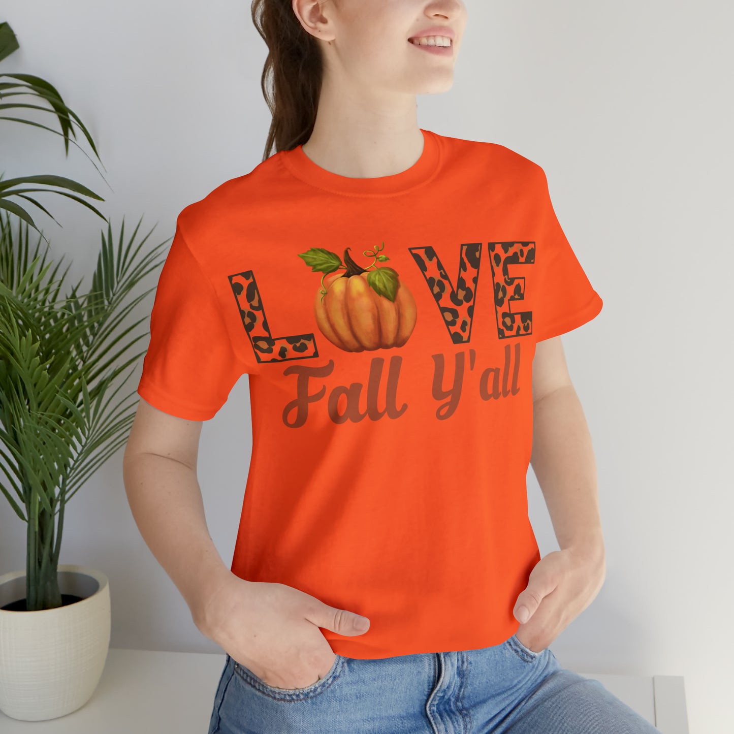 Leopard Print Love Fall Y'all Shirt, Pumpkin Shirt, Fall Shirt for Fall Lover, Fall gift